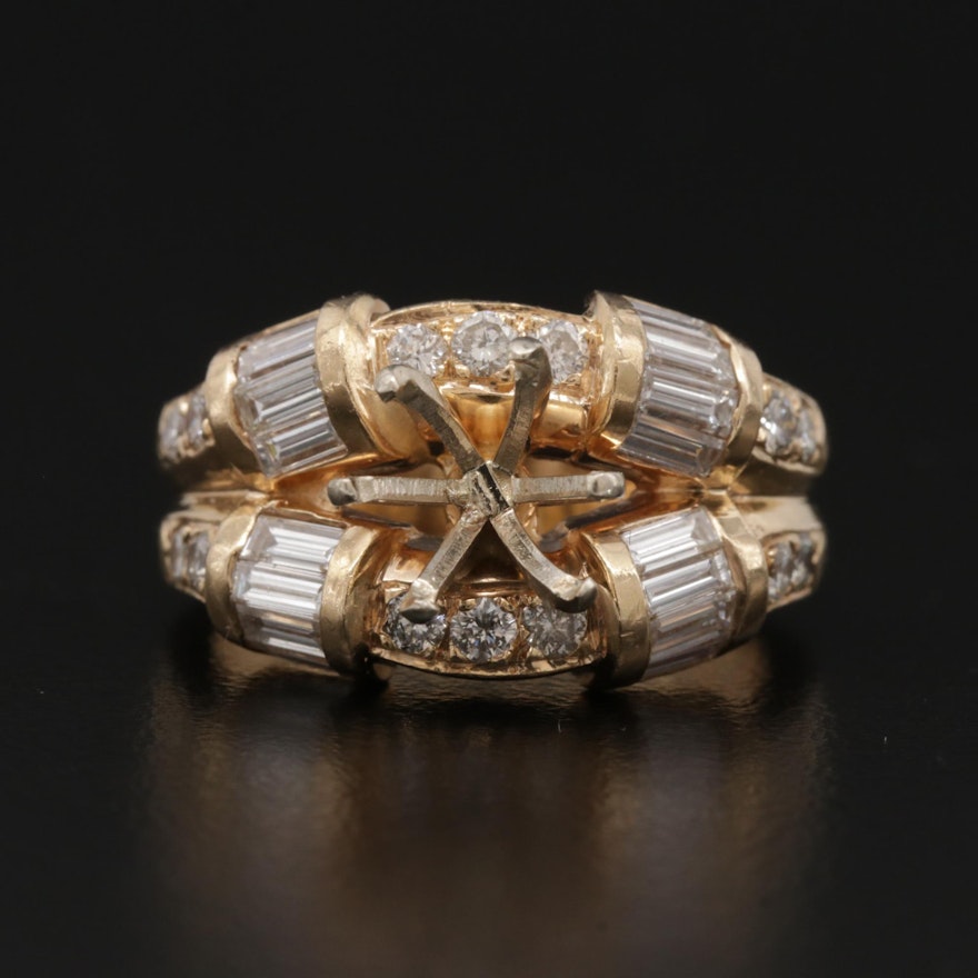 14K Yellow Gold 1.50 CTW Diamond Semi-Mount Ring