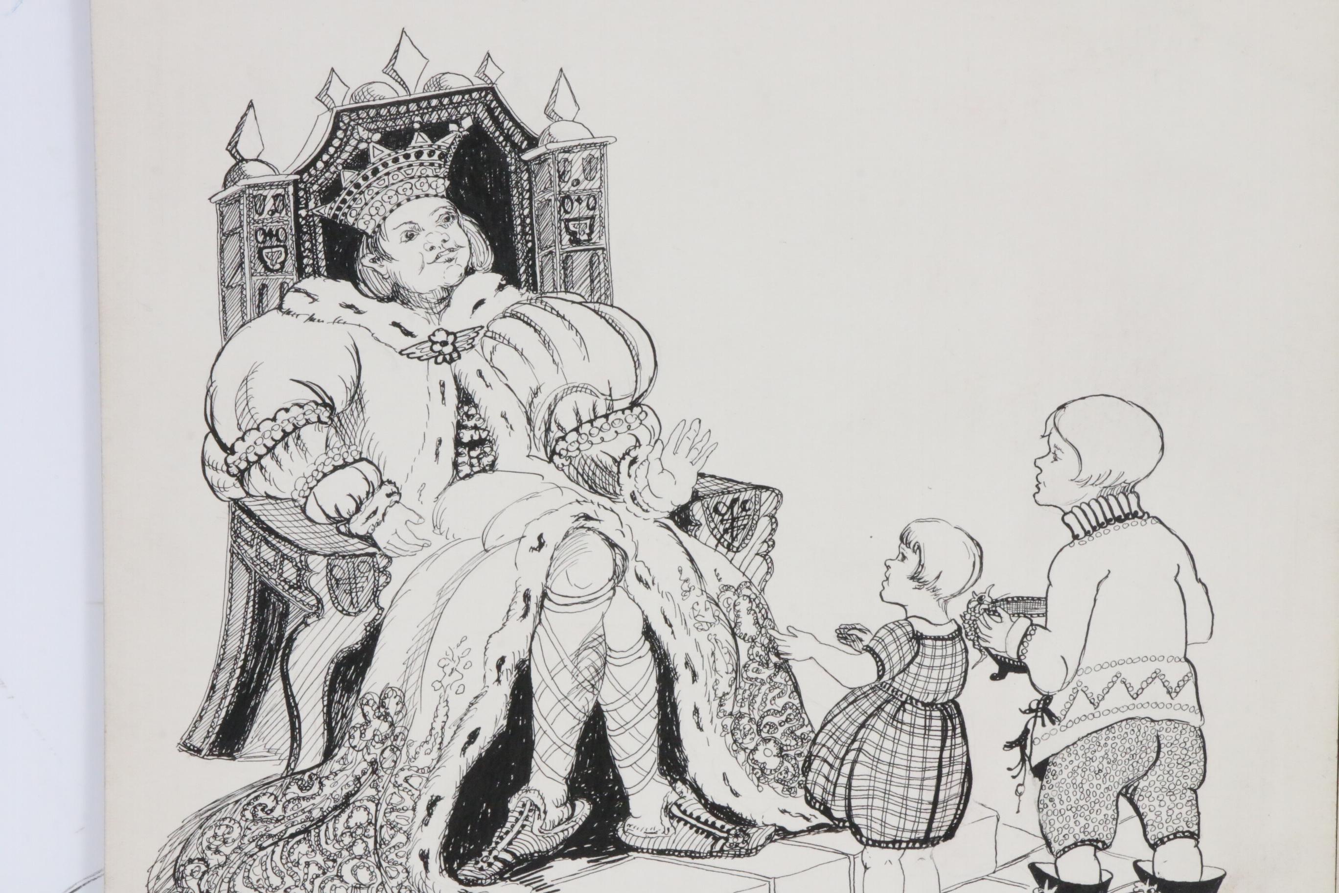 Mary Martha Himler Ink Drawings for "The Dragon Bowl and the Boots"