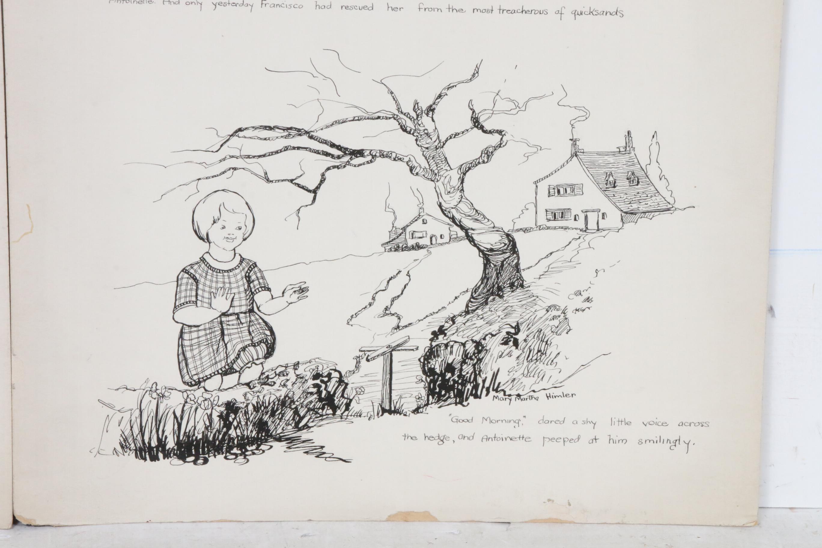 Mary Martha Himler Ink Drawings for "The Dragon Bowl and the Boots"