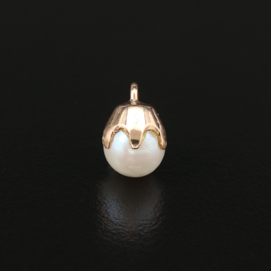 14K Yellow Gold Cultured Pearl Pendant