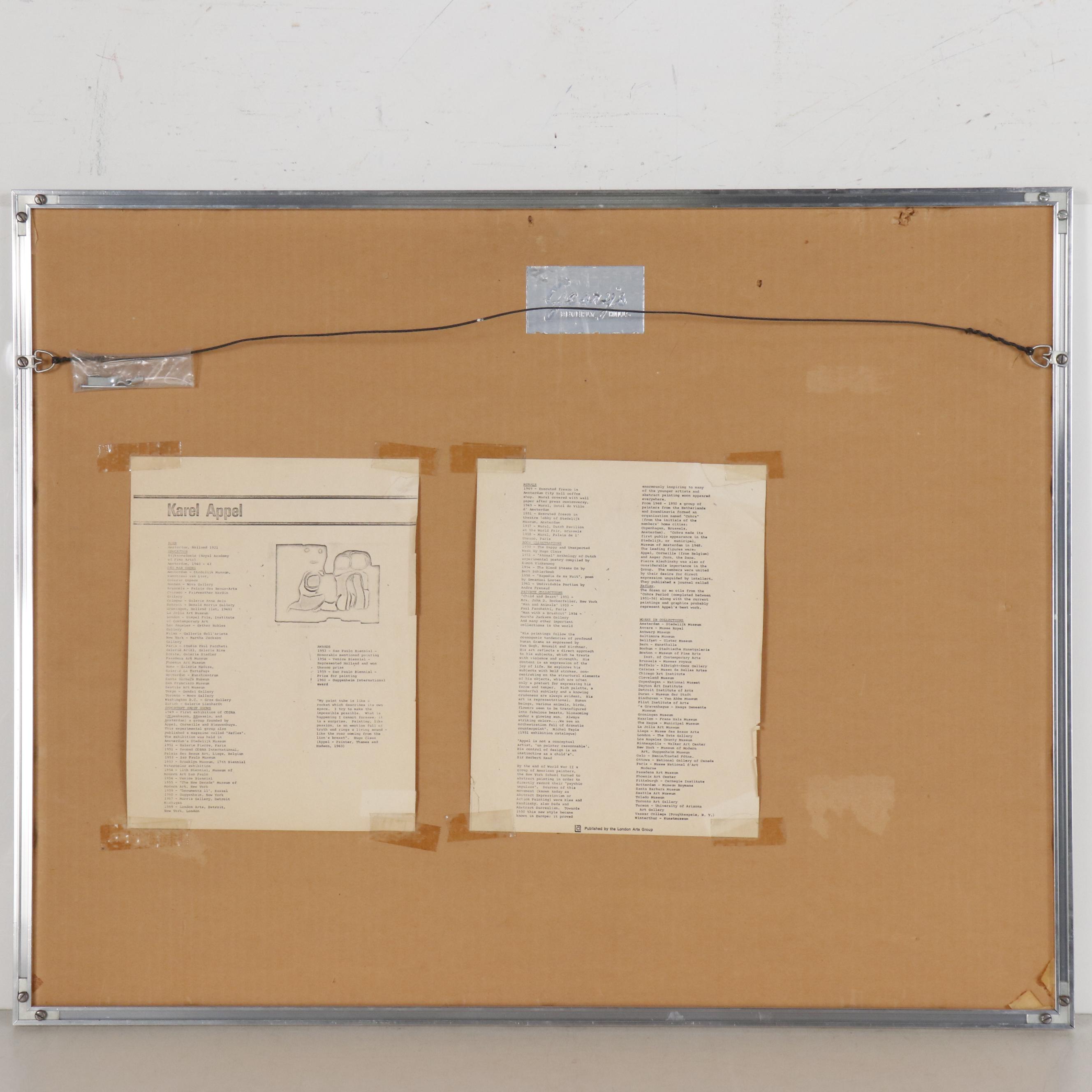 Karel Appel Color Lithograph "Yellow Boy and Sun", 1973