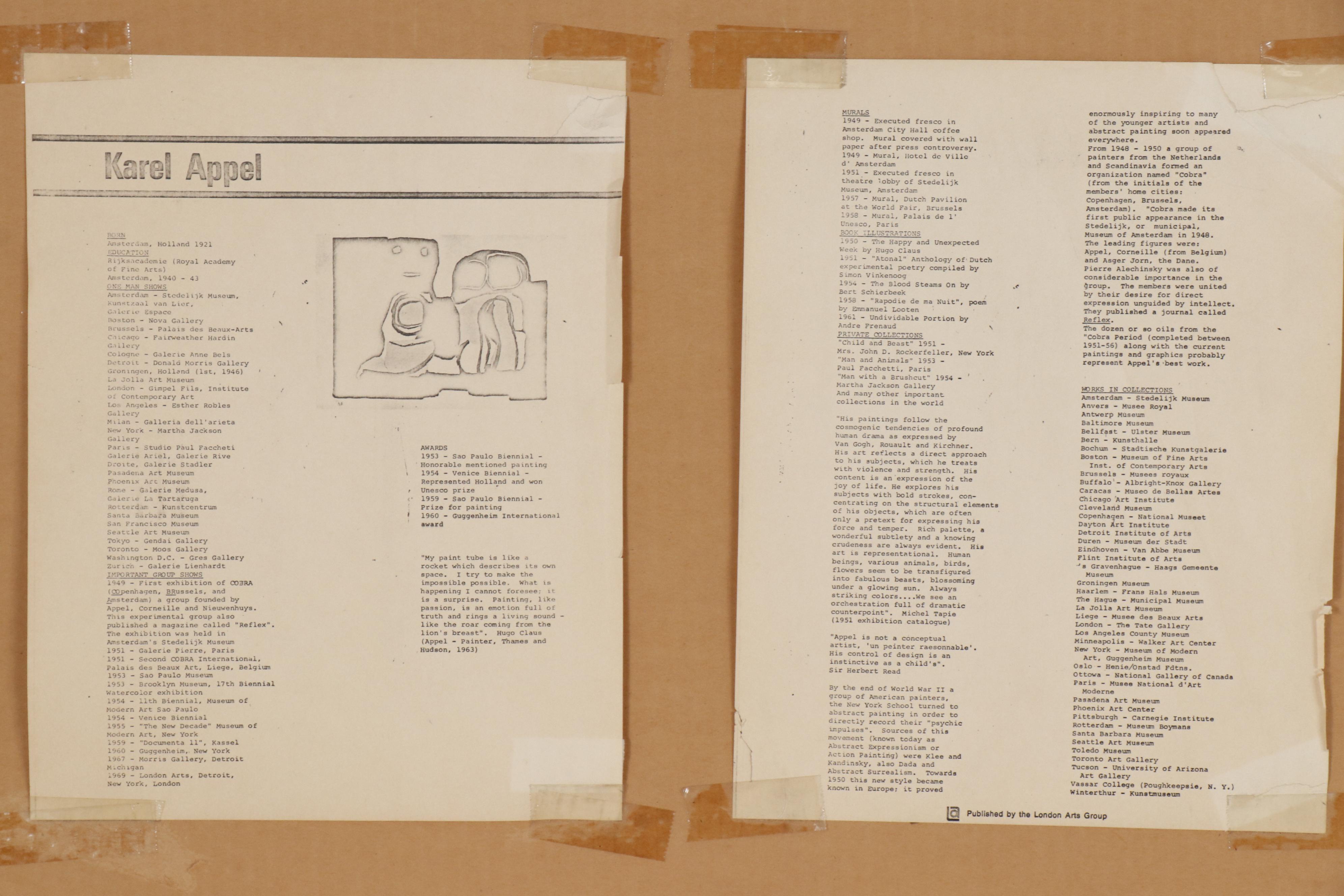 Karel Appel Color Lithograph "Yellow Boy and Sun", 1973