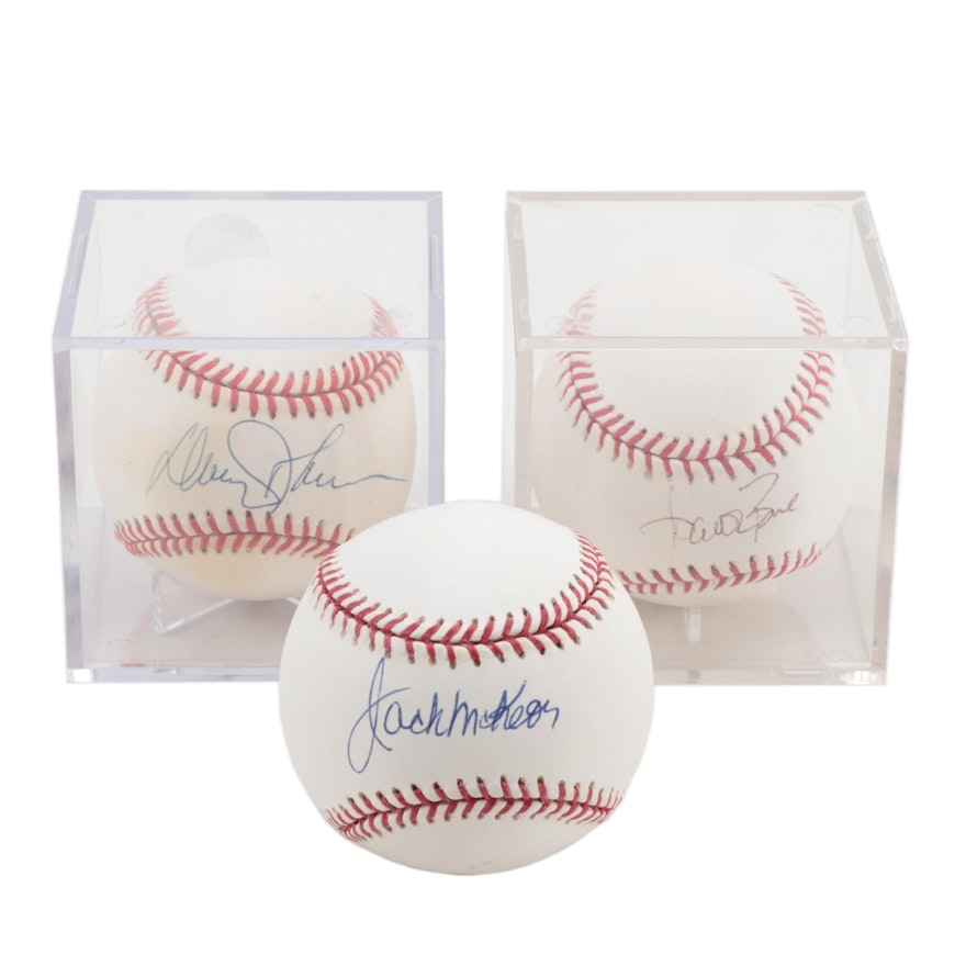 Aaron Boone, Davey Johnson and Jack McKeon Single Signed Baseballs