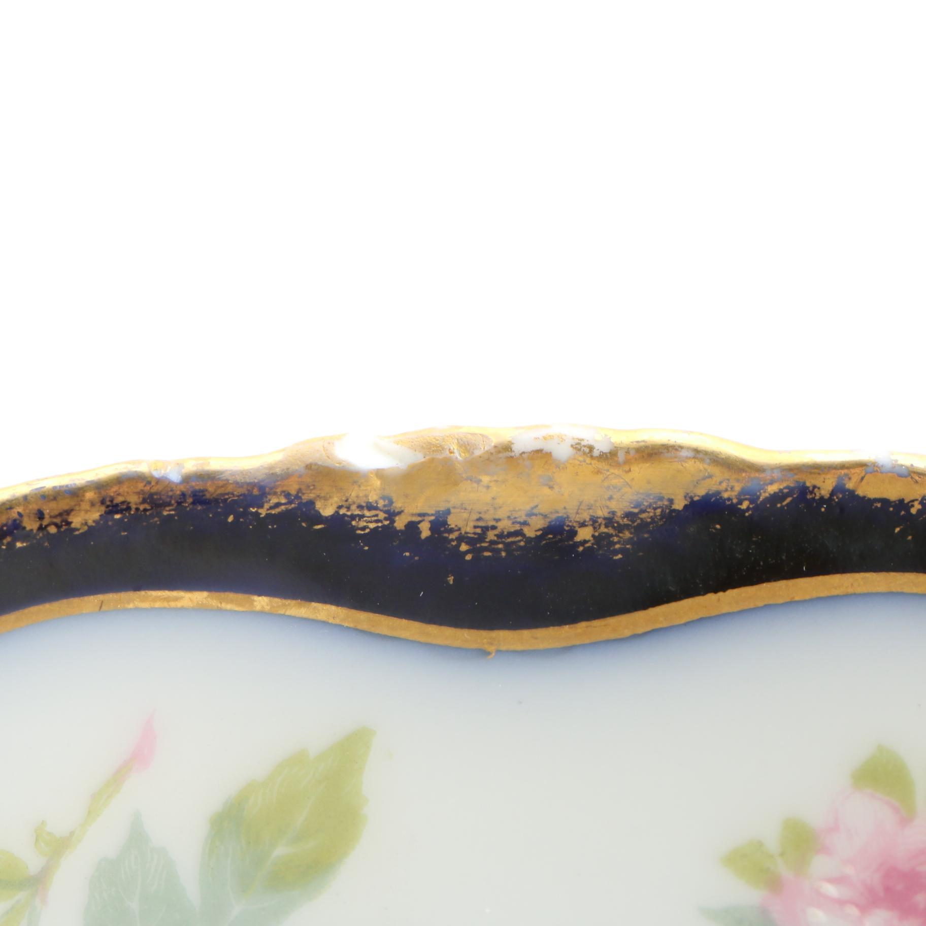 Théodore Haviland Porcelain Floral Soup Bowls, Early 20th Century