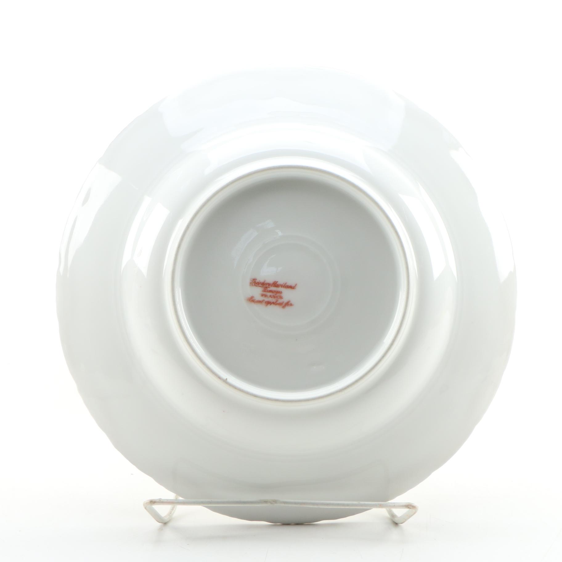 Théodore Haviland Porcelain Floral Soup Bowls, Early 20th Century