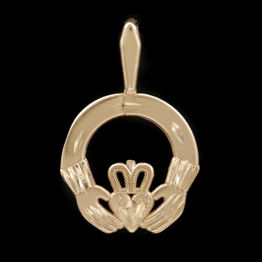 14K Yellow Gold Claddagh Pendant