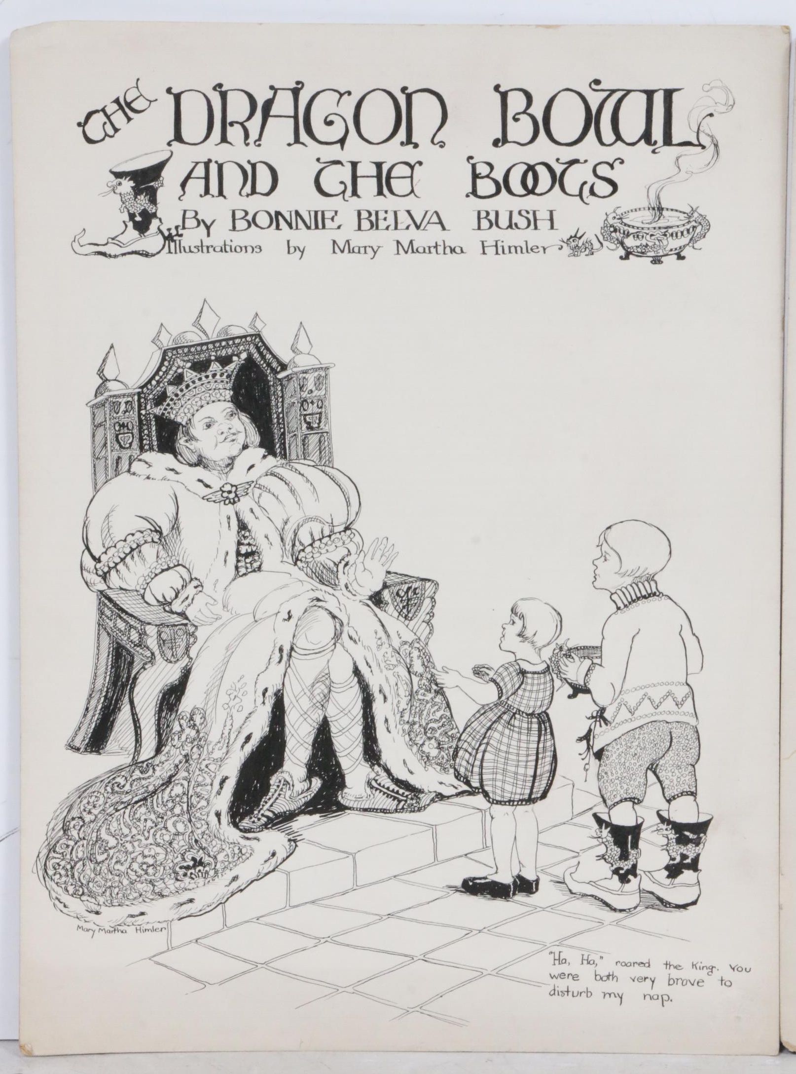 Mary Martha Himler Ink Drawings for "The Dragon Bowl and the Boots"