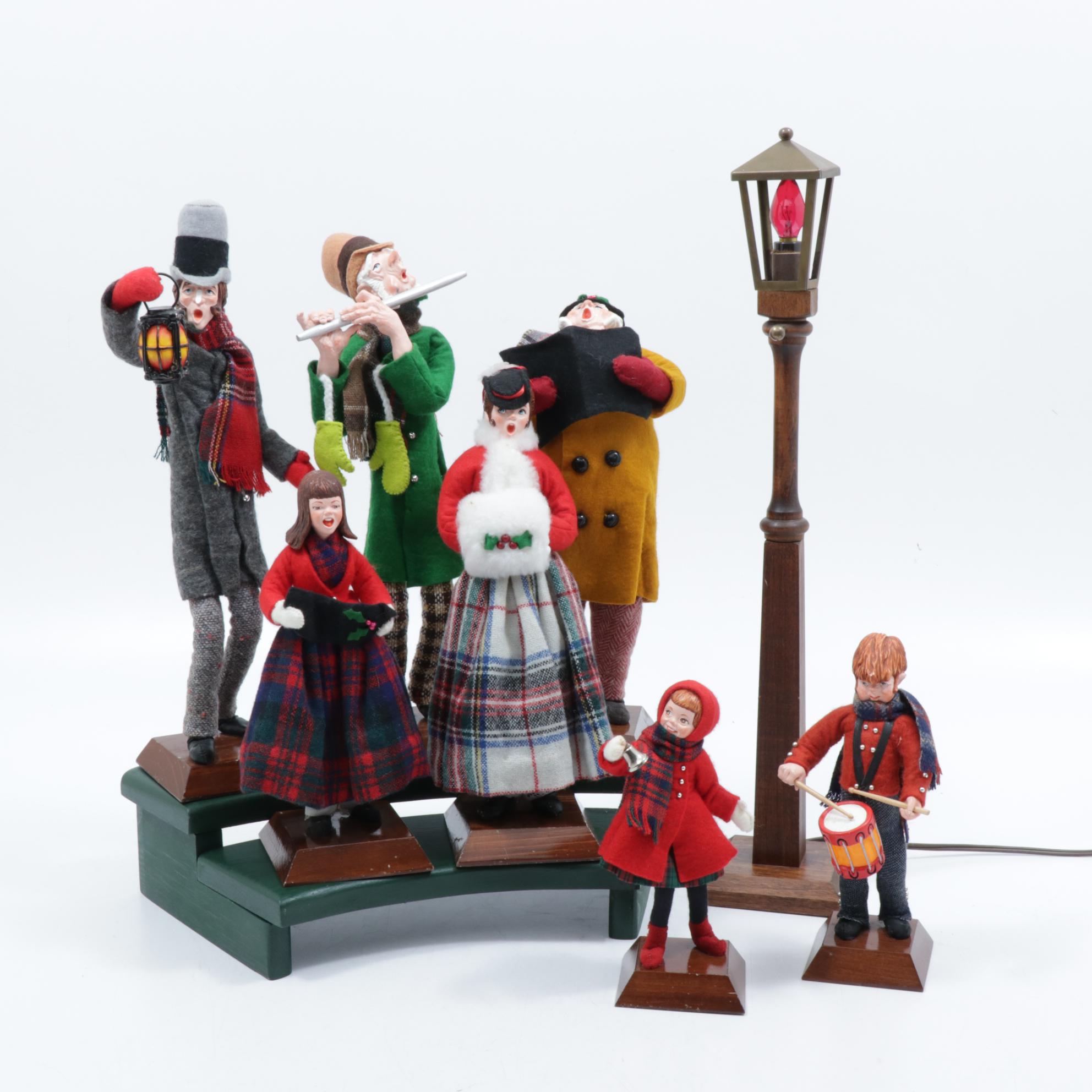 Handmade Simpich Caroling Character Dolls, Late 20th Century