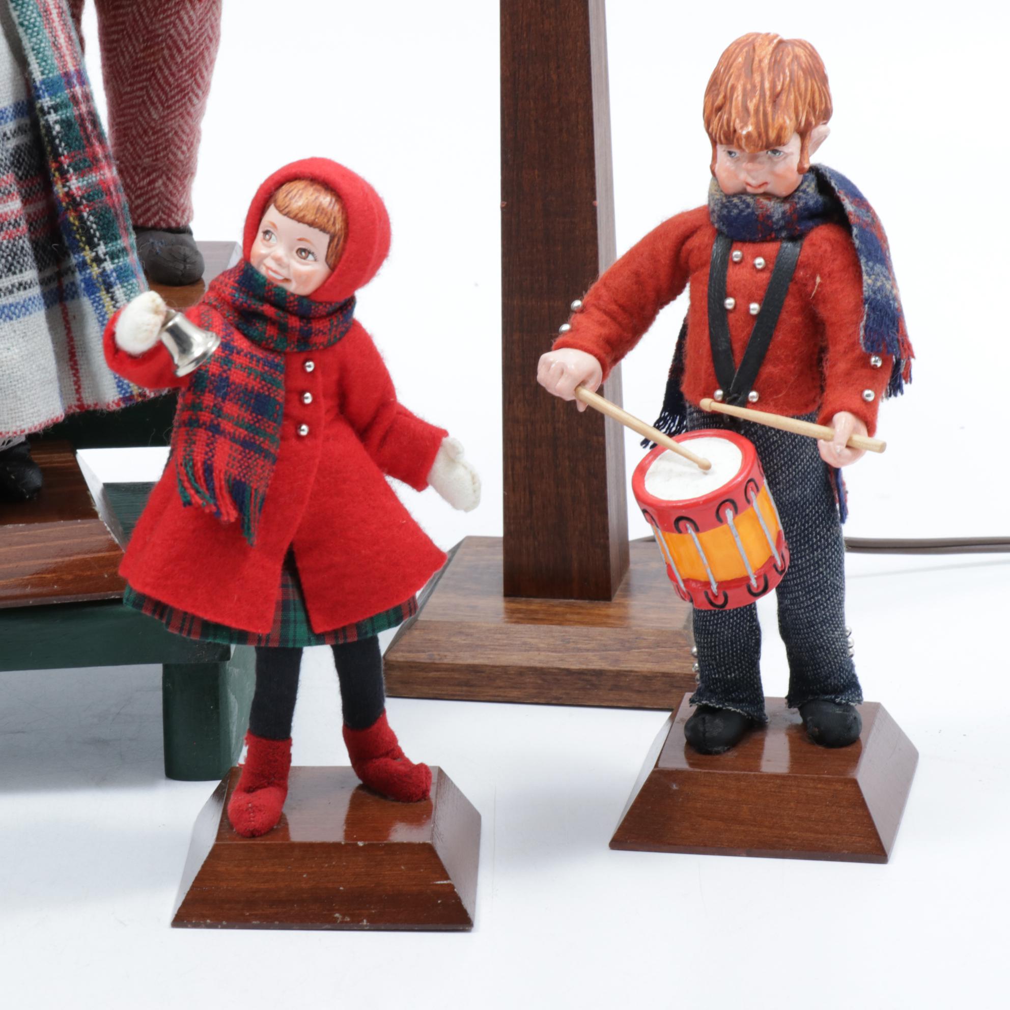Handmade Simpich Caroling Character Dolls, Late 20th Century