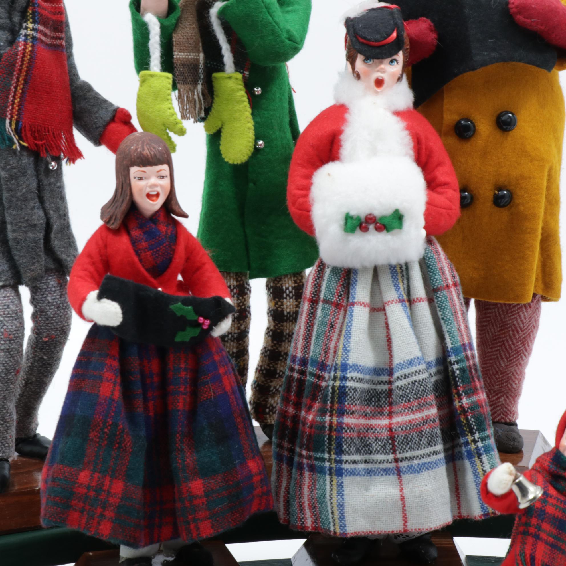 Handmade Simpich Caroling Character Dolls, Late 20th Century