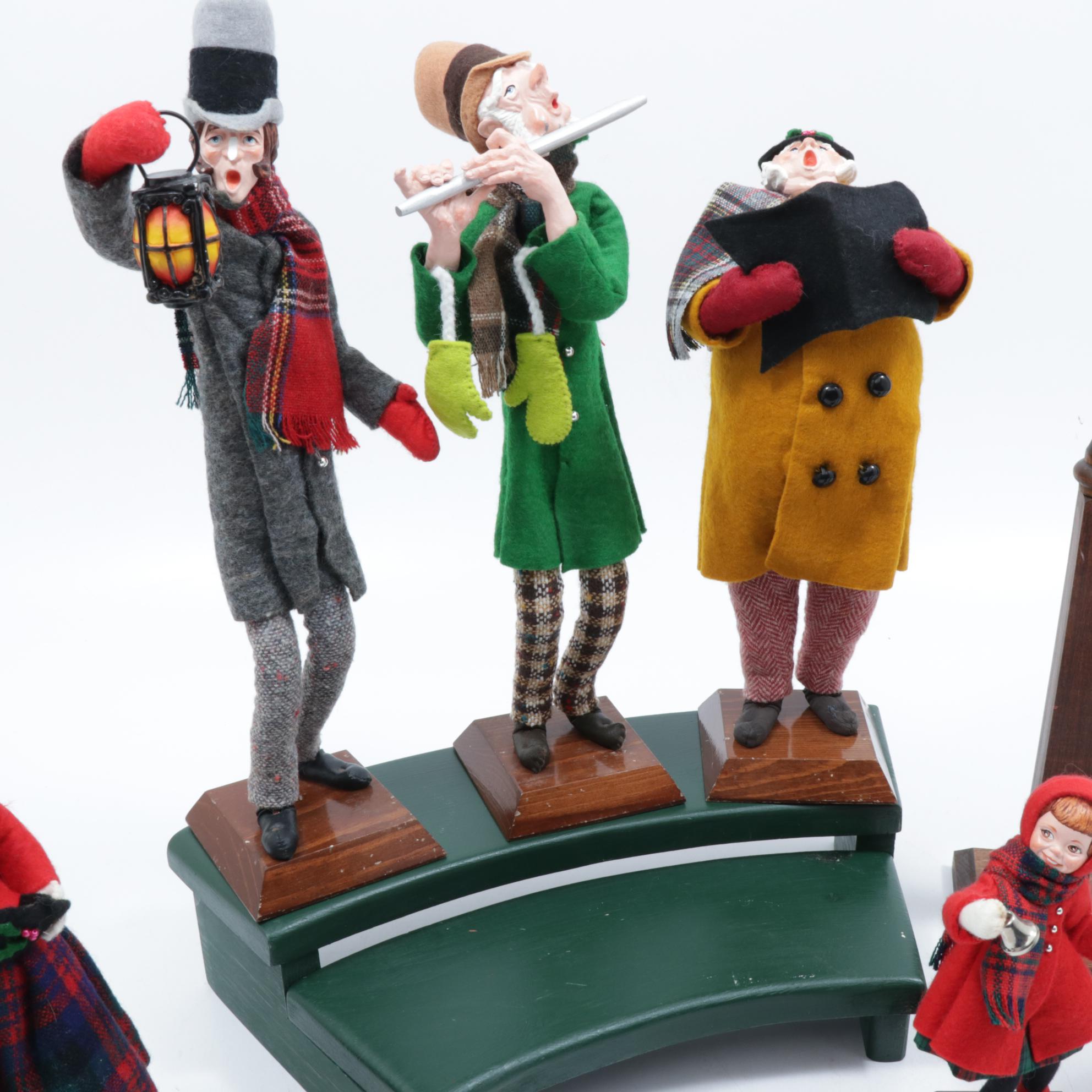 Handmade Simpich Caroling Character Dolls, Late 20th Century