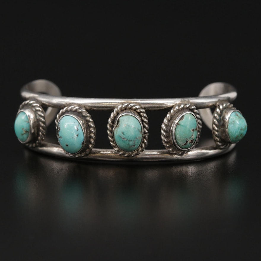 Southwestern Sterling Silver Turquoise Cuff Bracelet