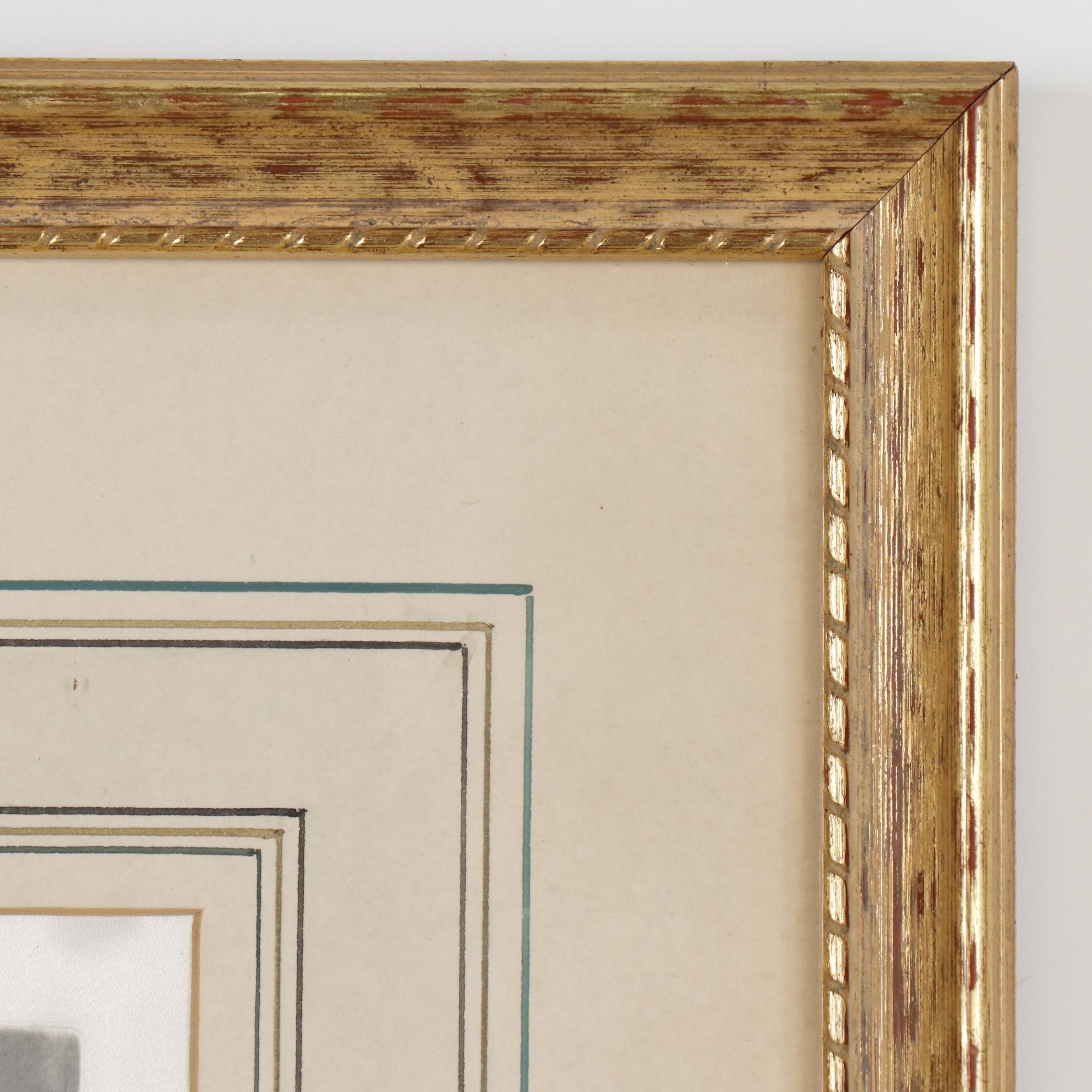 Hans Figura Etching on Silk of Pastoral Scene with Windmill