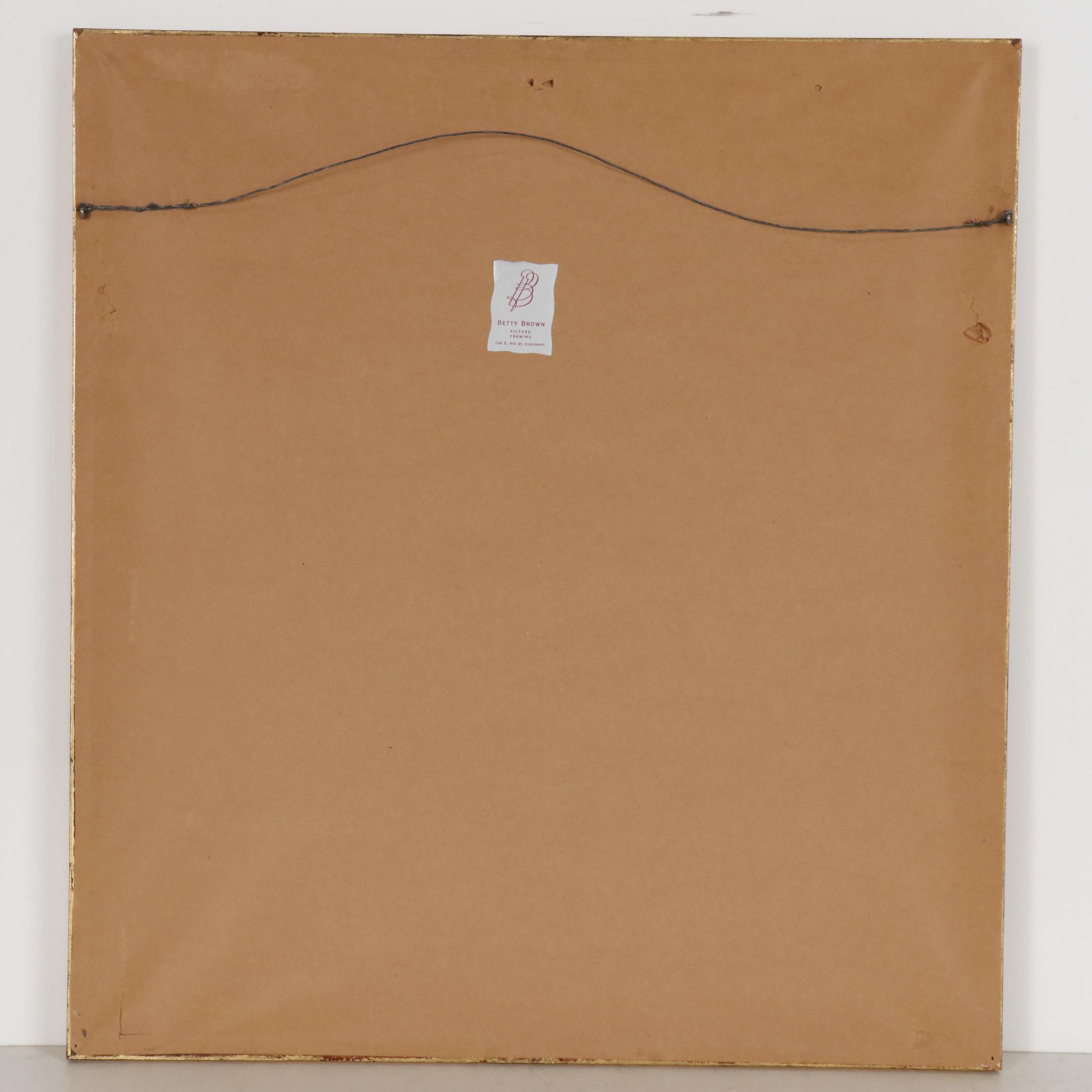 Hans Figura Etching on Silk of Pastoral Scene with Windmill