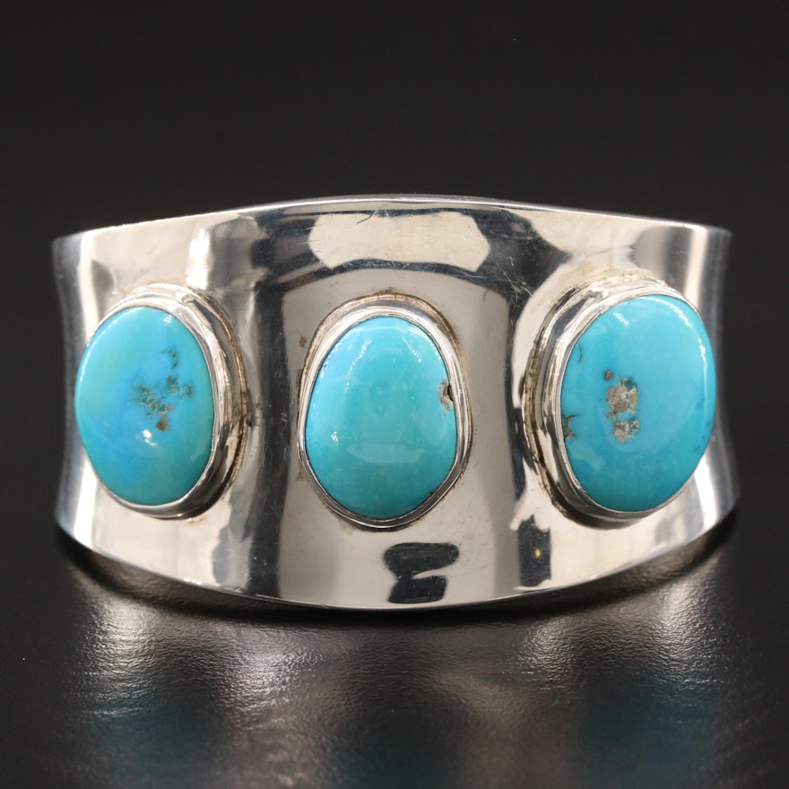 J. Kinches Sterling Silver Turquoise Cuff Bracelet