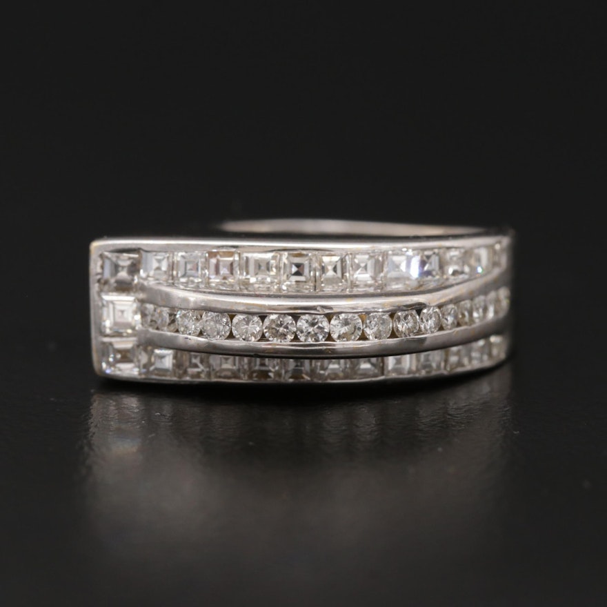 Contemporary 18K White Gold 1.20 CTW Diamond Ring