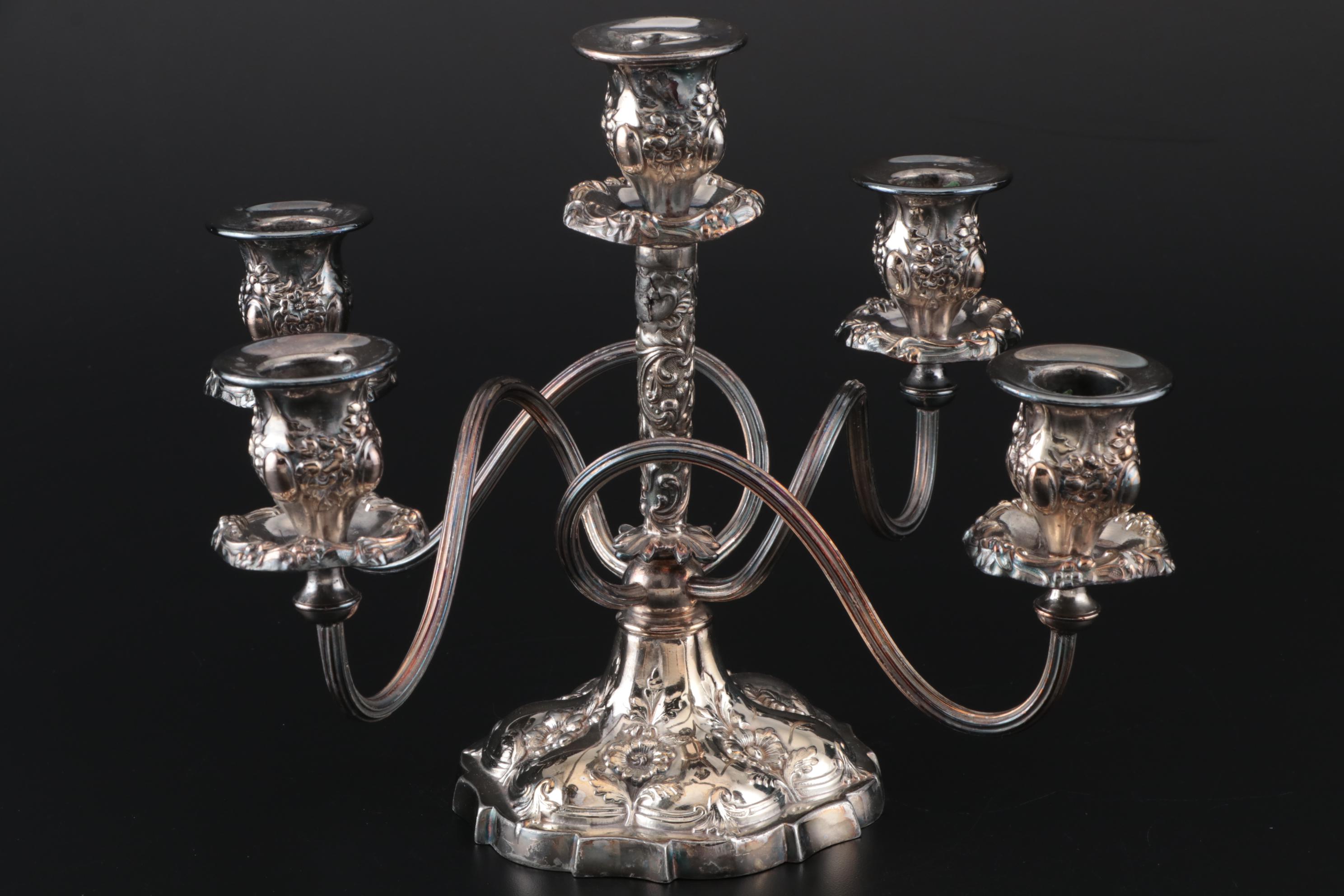 Victorian Silver Plate Candle Holders Including Meriden Britannia Company