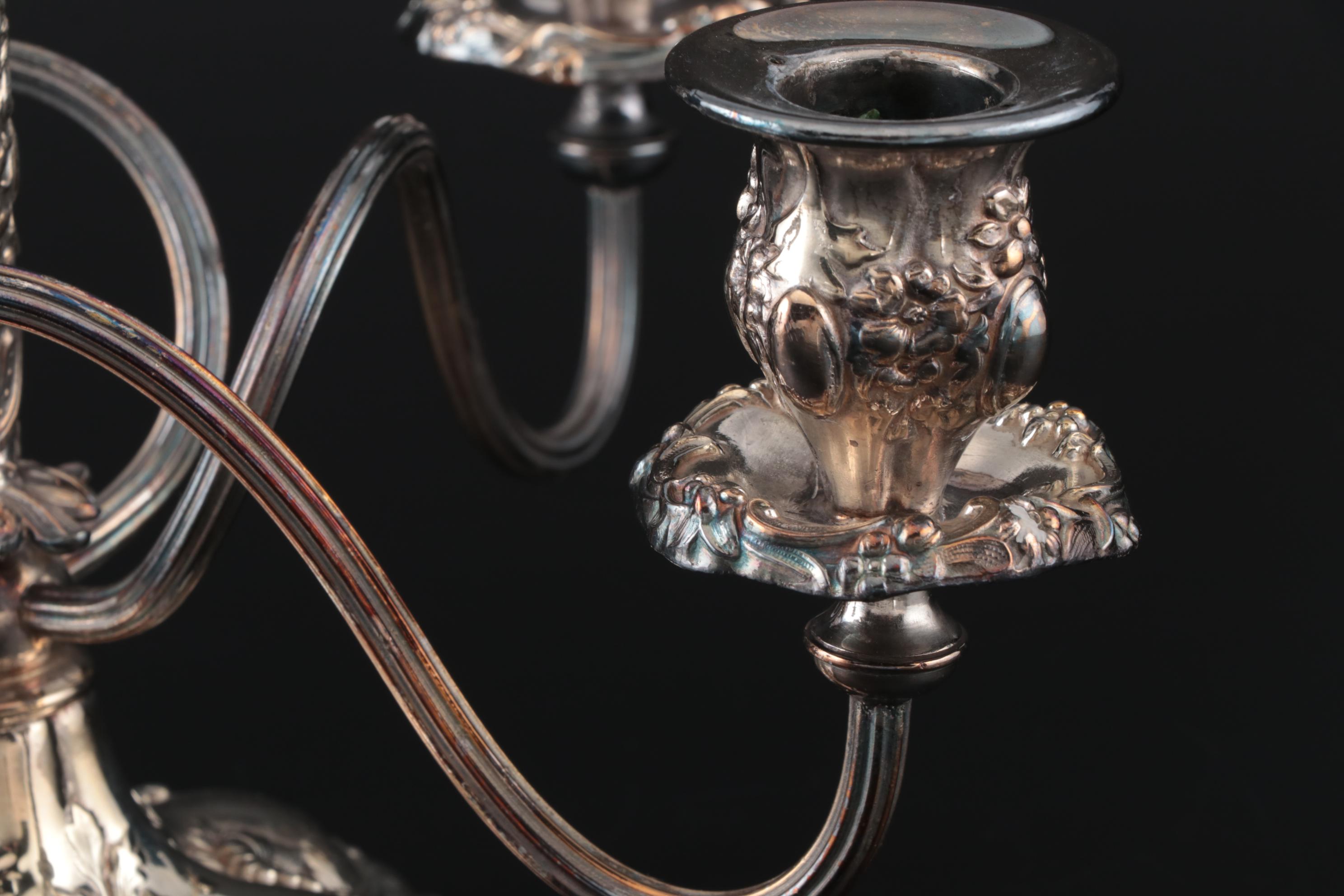 Victorian Silver Plate Candle Holders Including Meriden Britannia Company