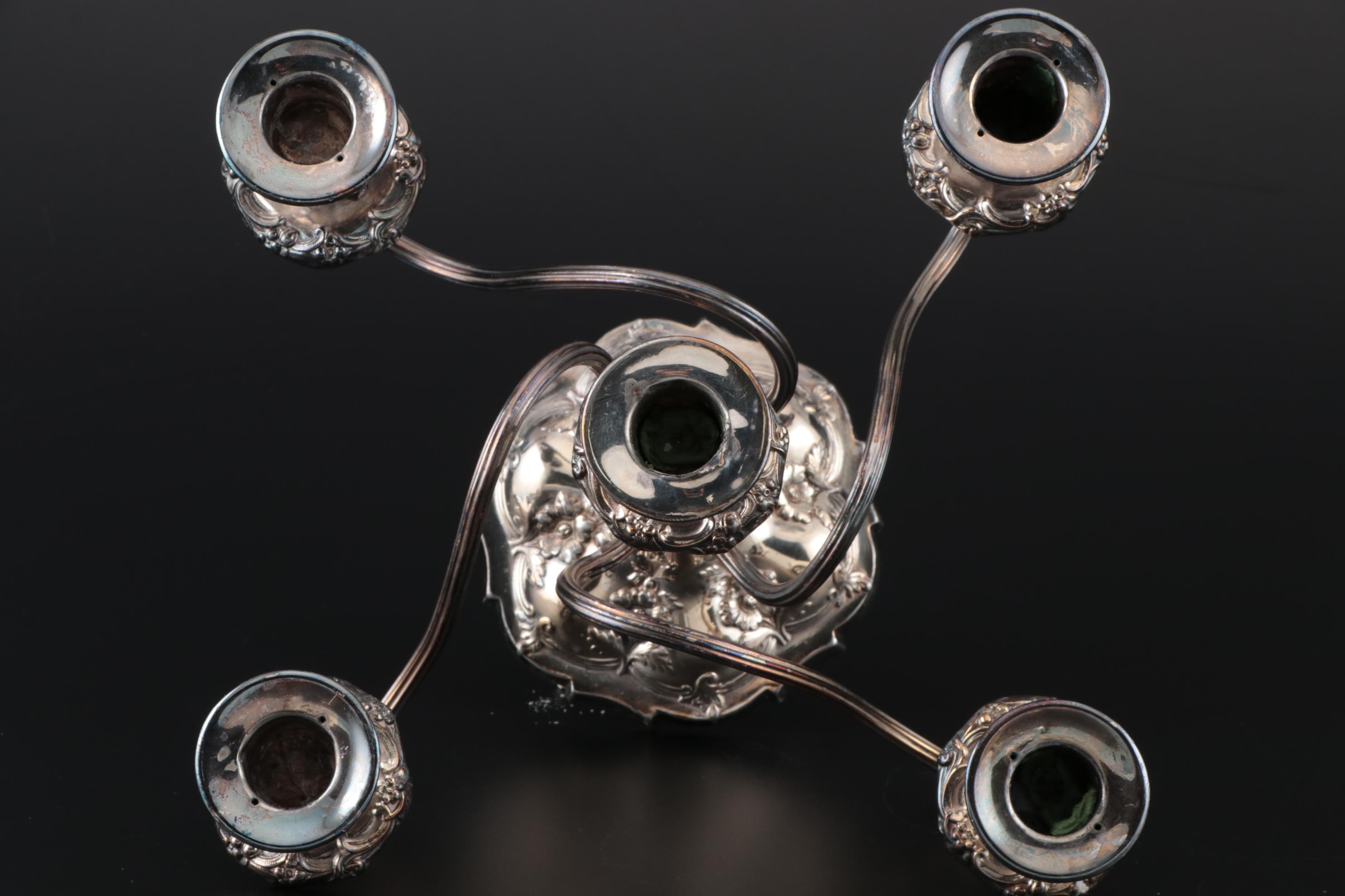 Victorian Silver Plate Candle Holders Including Meriden Britannia Company