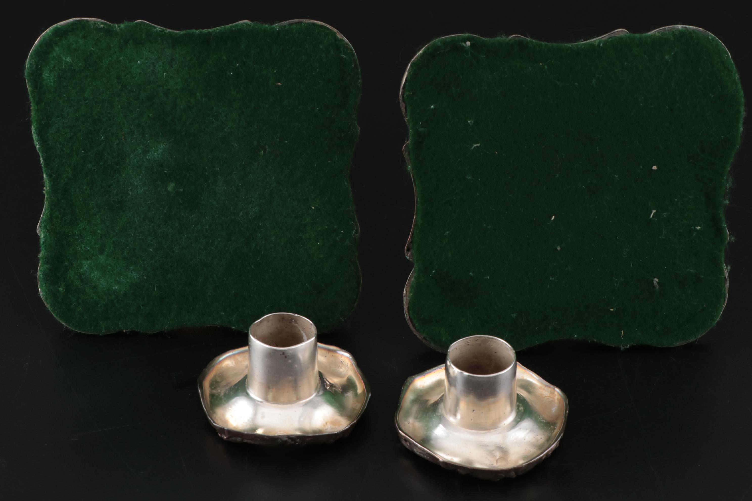 Victorian Silver Plate Candle Holders Including Meriden Britannia Company