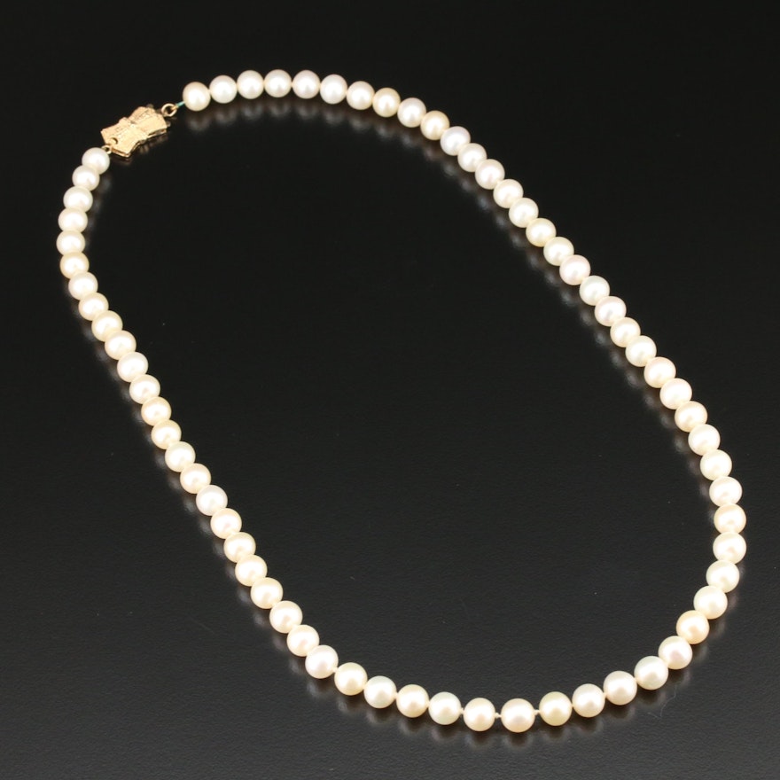 Blue Lagoon by Mikimoto Pearl Strand Necklace with 14K Gold Clasp