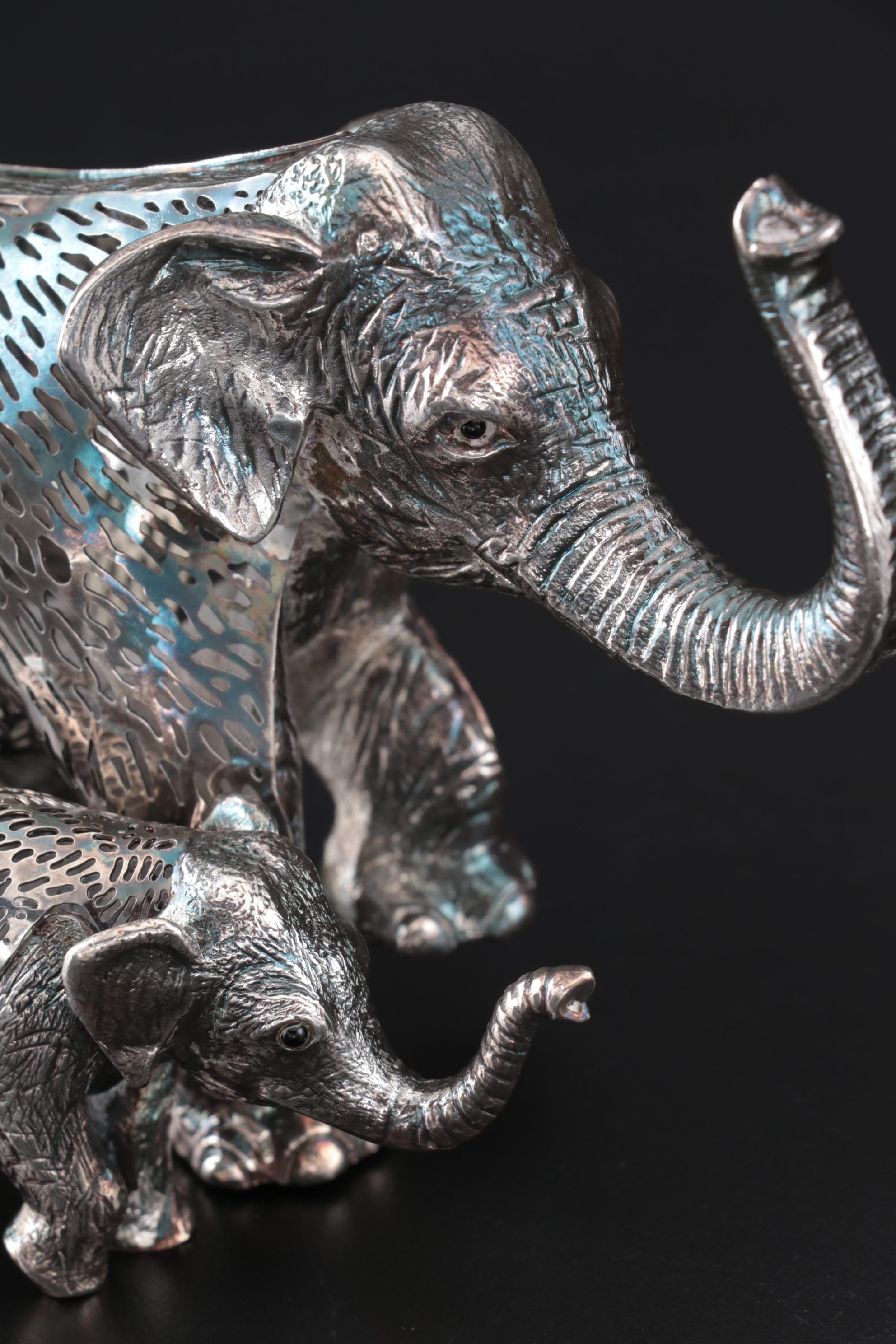 Christofle France Silver Plate Elephant Figurines