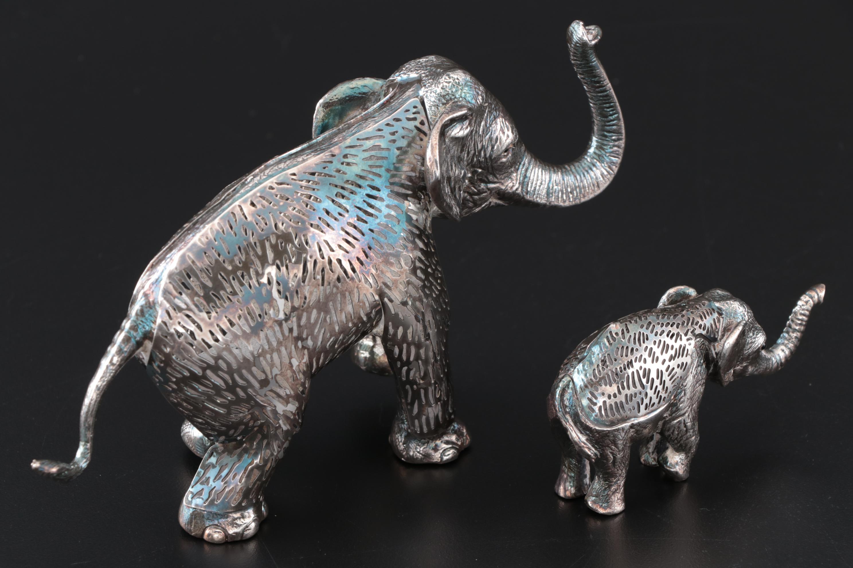 Christofle France Silver Plate Elephant Figurines