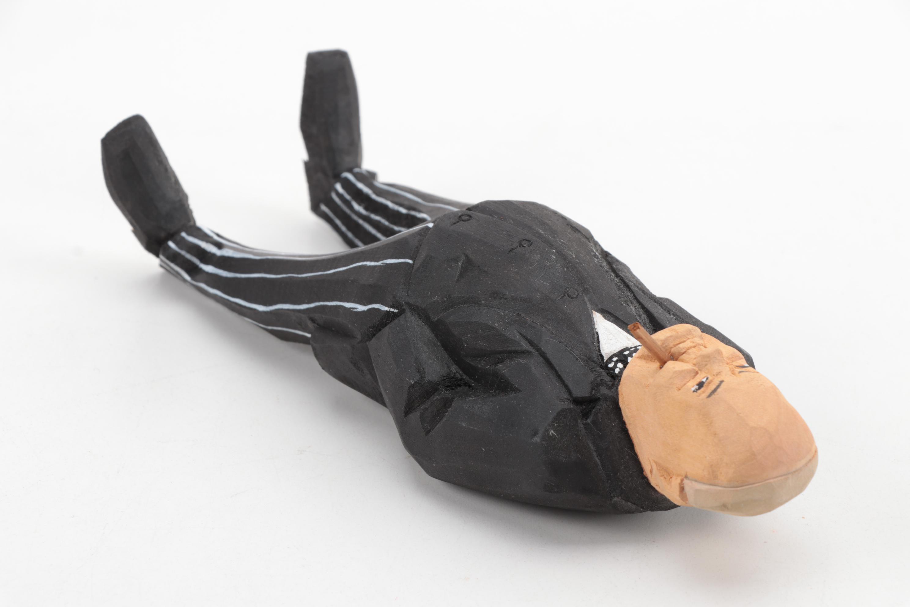 Carved Wood Winston Churchill Figurine