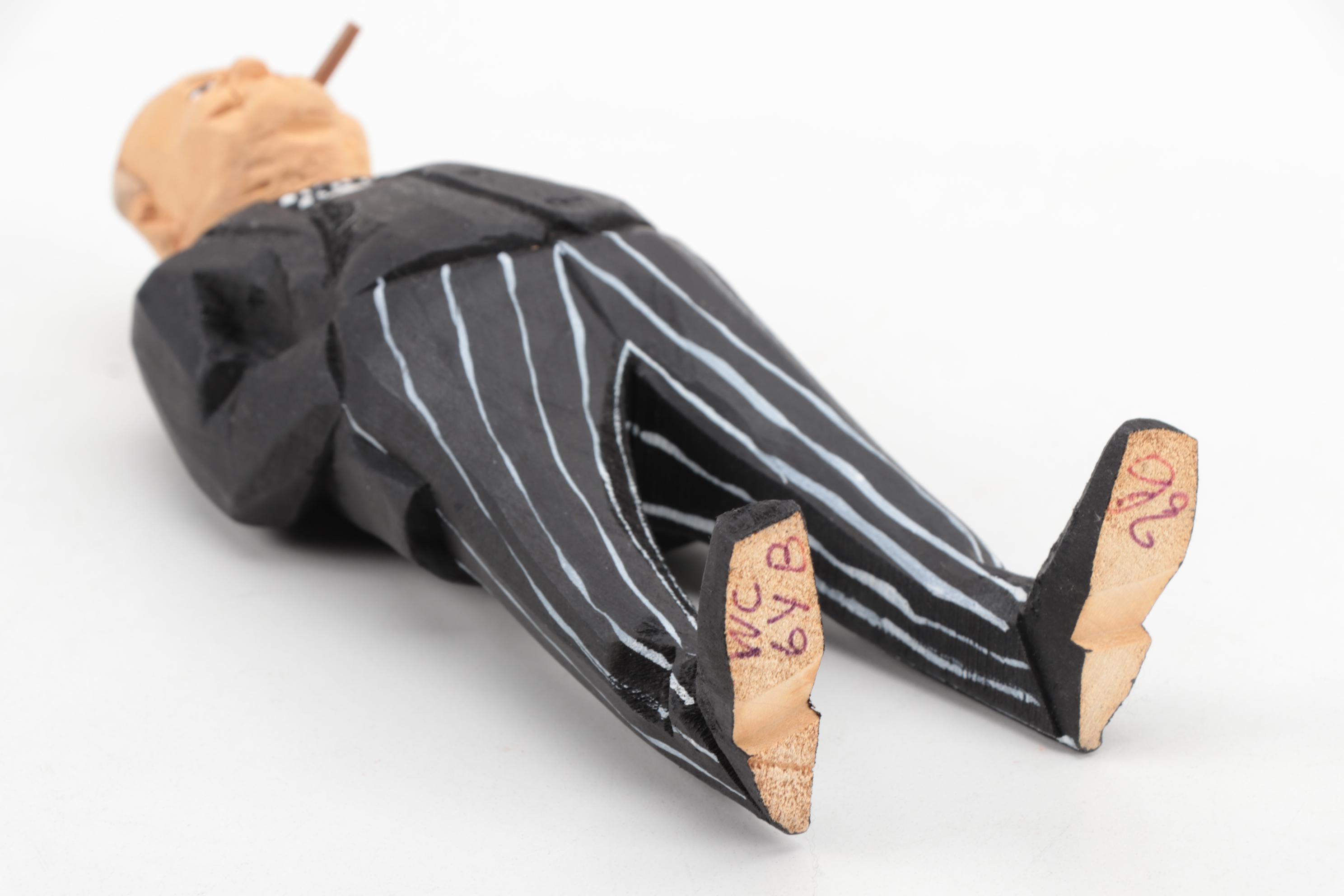 Carved Wood Winston Churchill Figurine