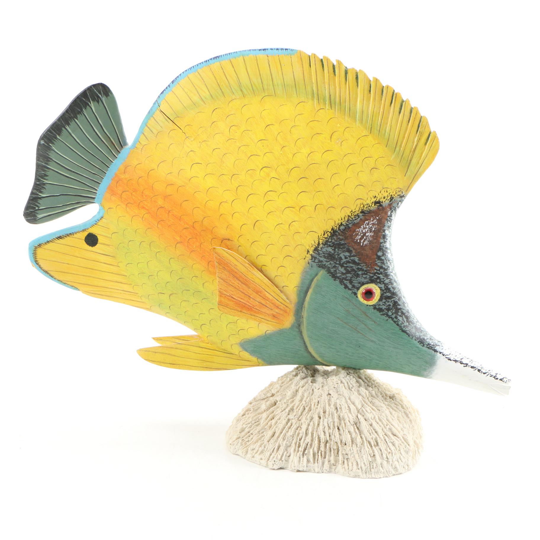 Penco and Continental Creations Hand-Painted Wooden Tropical Fish Figurines