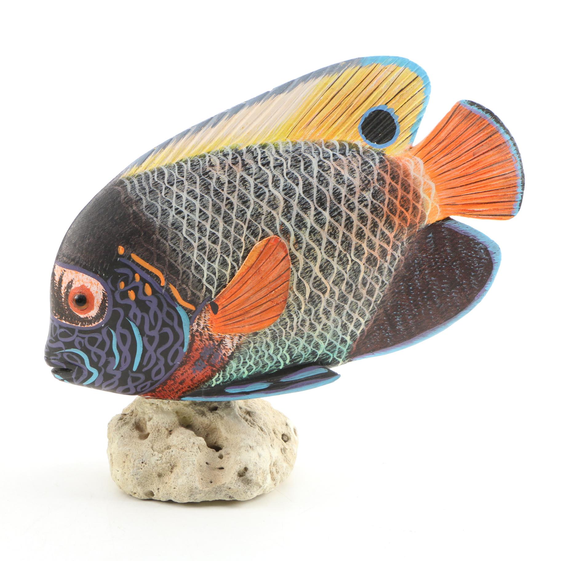 Penco and Continental Creations Hand-Painted Wooden Tropical Fish Figurines
