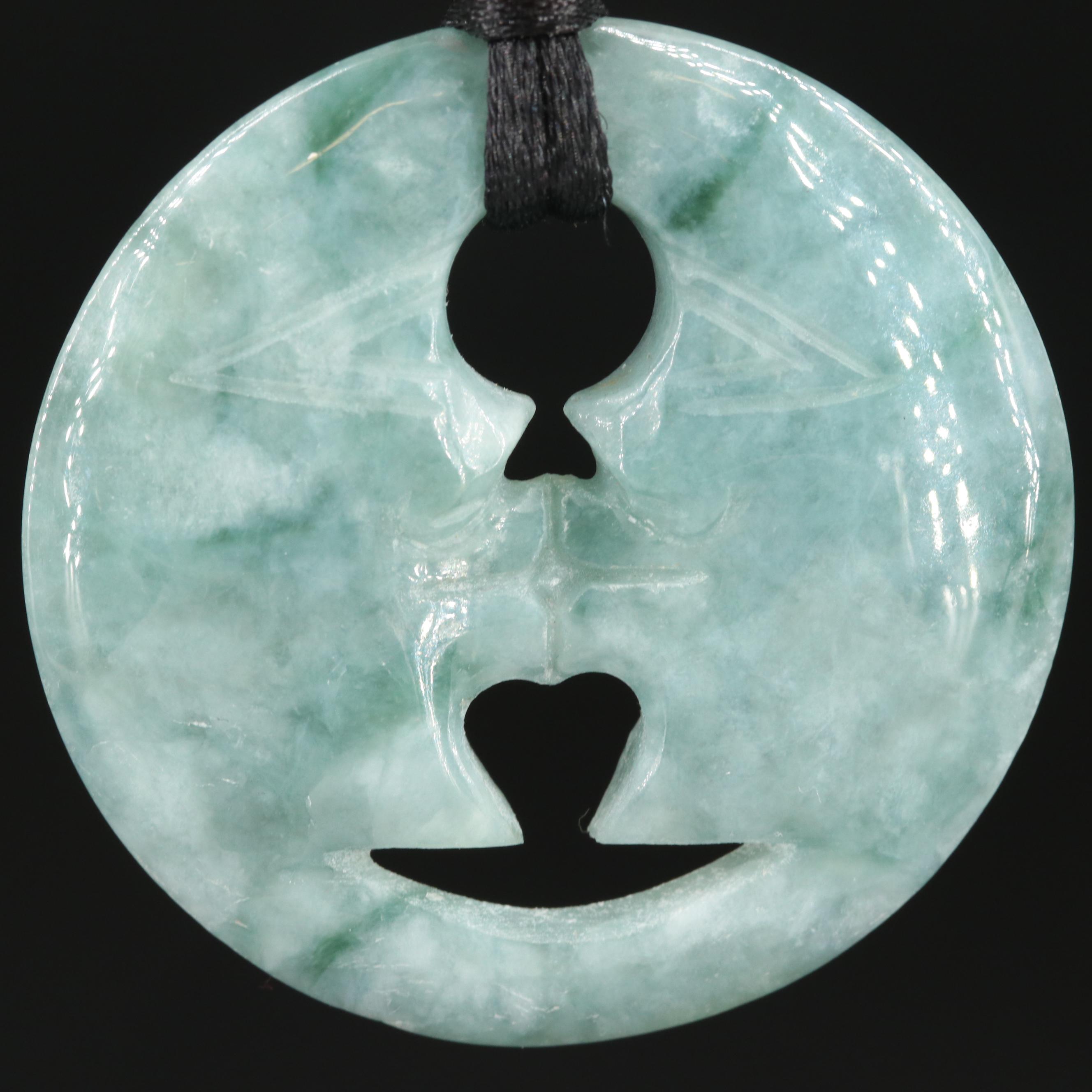 Two Moons Carved Jadeite Necklace