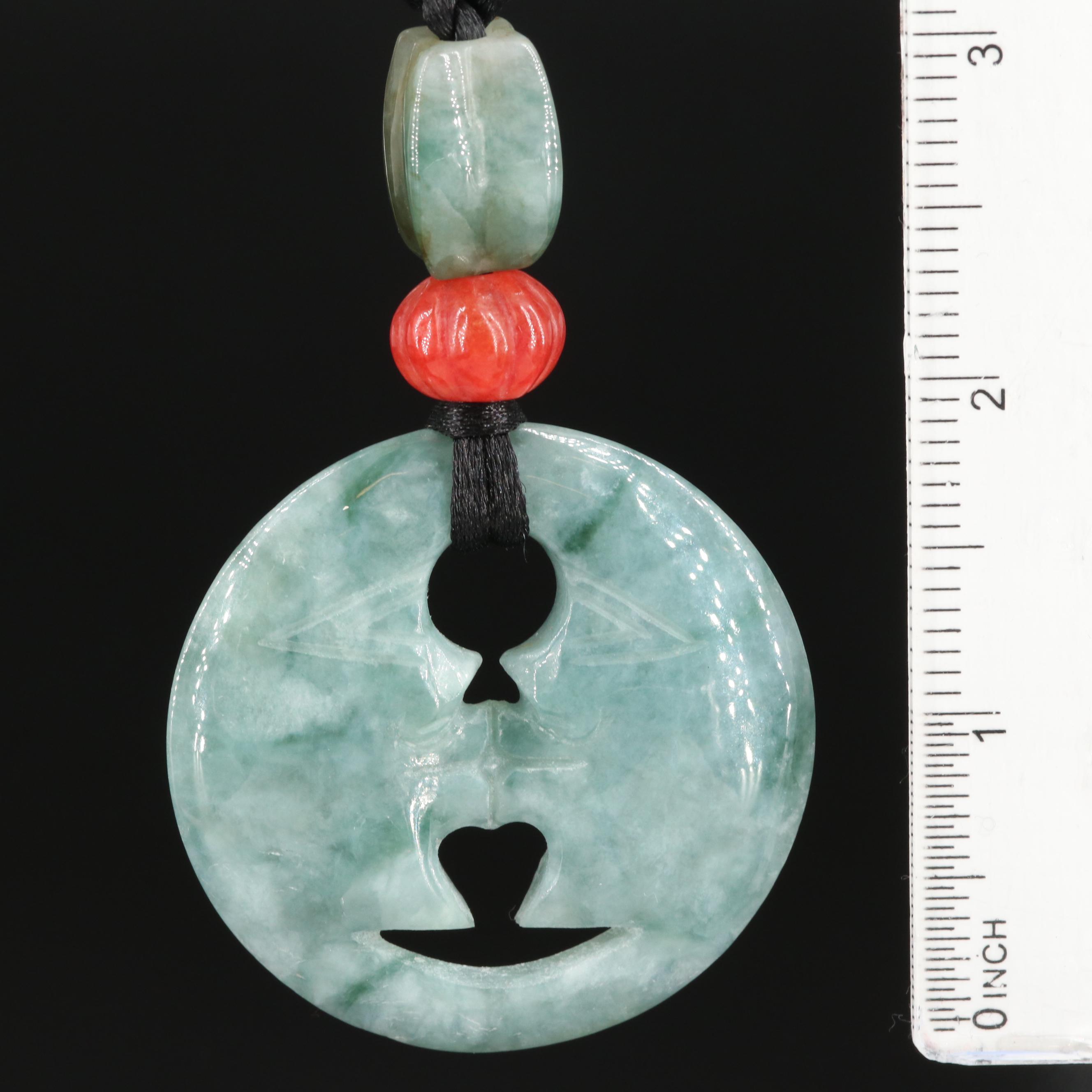Two Moons Carved Jadeite Necklace