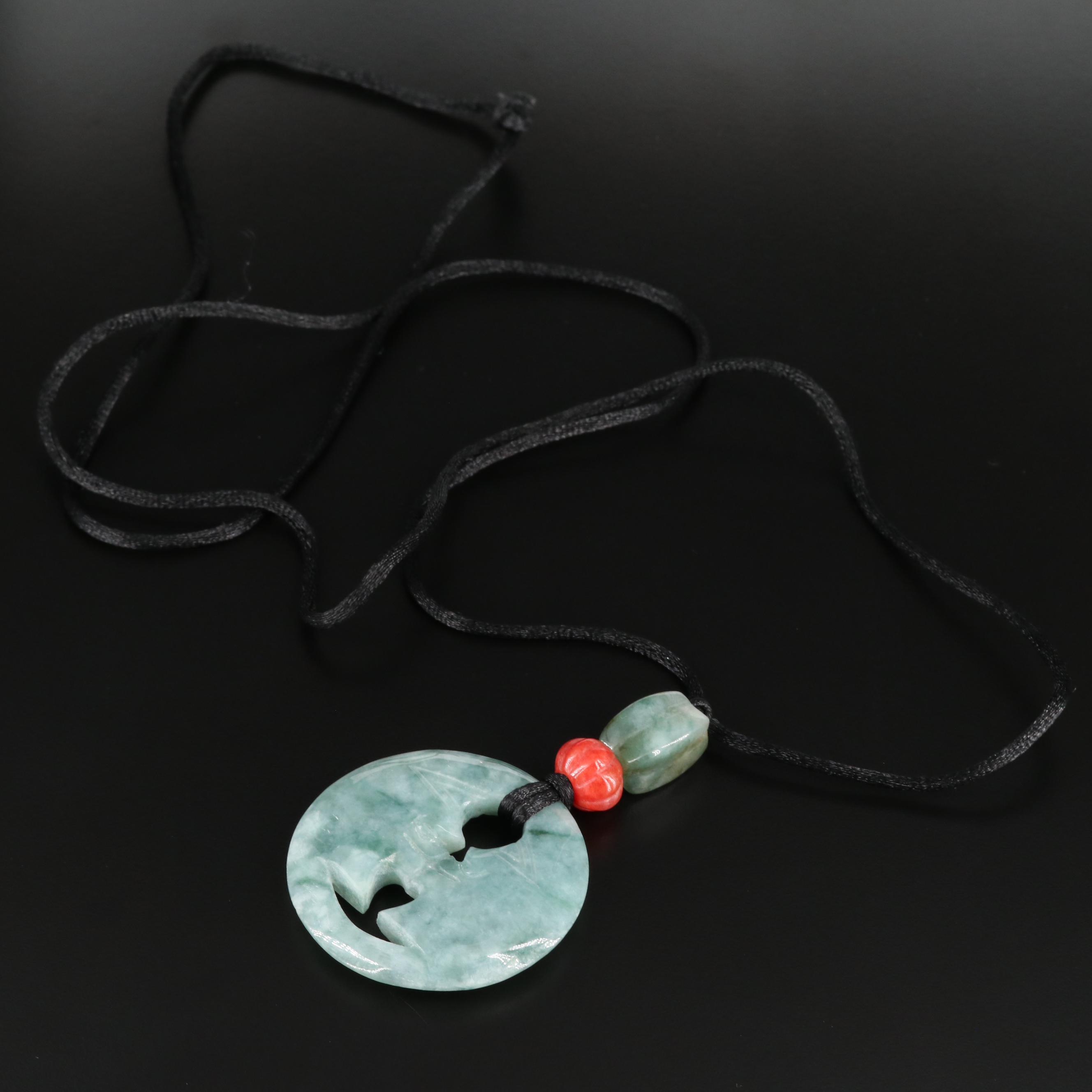 Two Moons Carved Jadeite Necklace