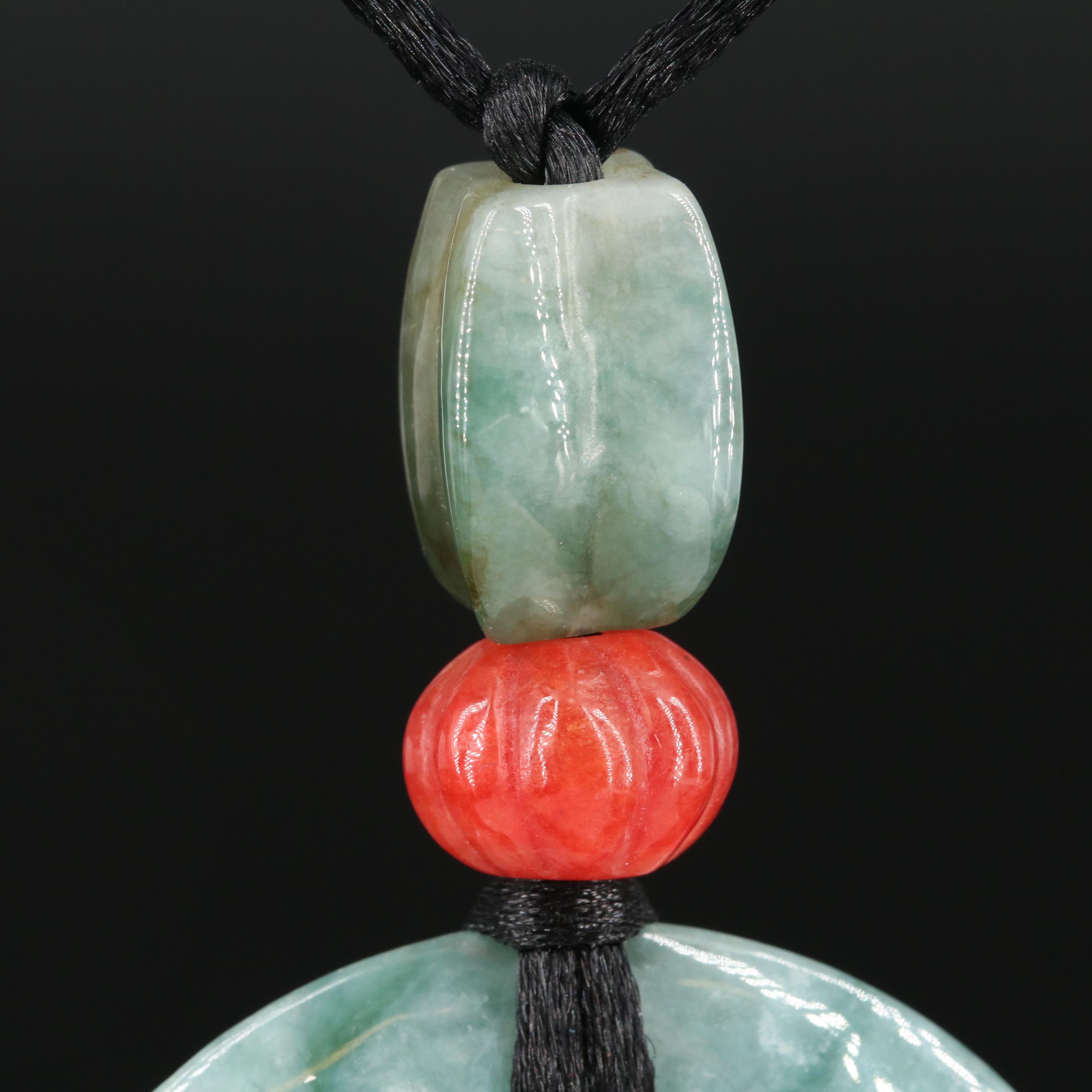 Two Moons Carved Jadeite Necklace