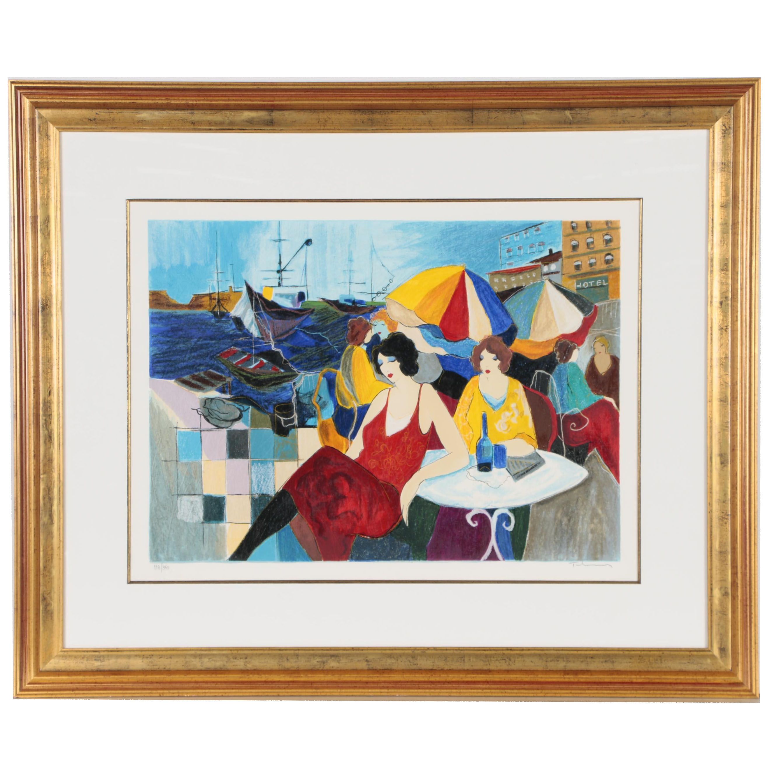 Itzchak Tarkay Serigraph "Harbour Cafe"