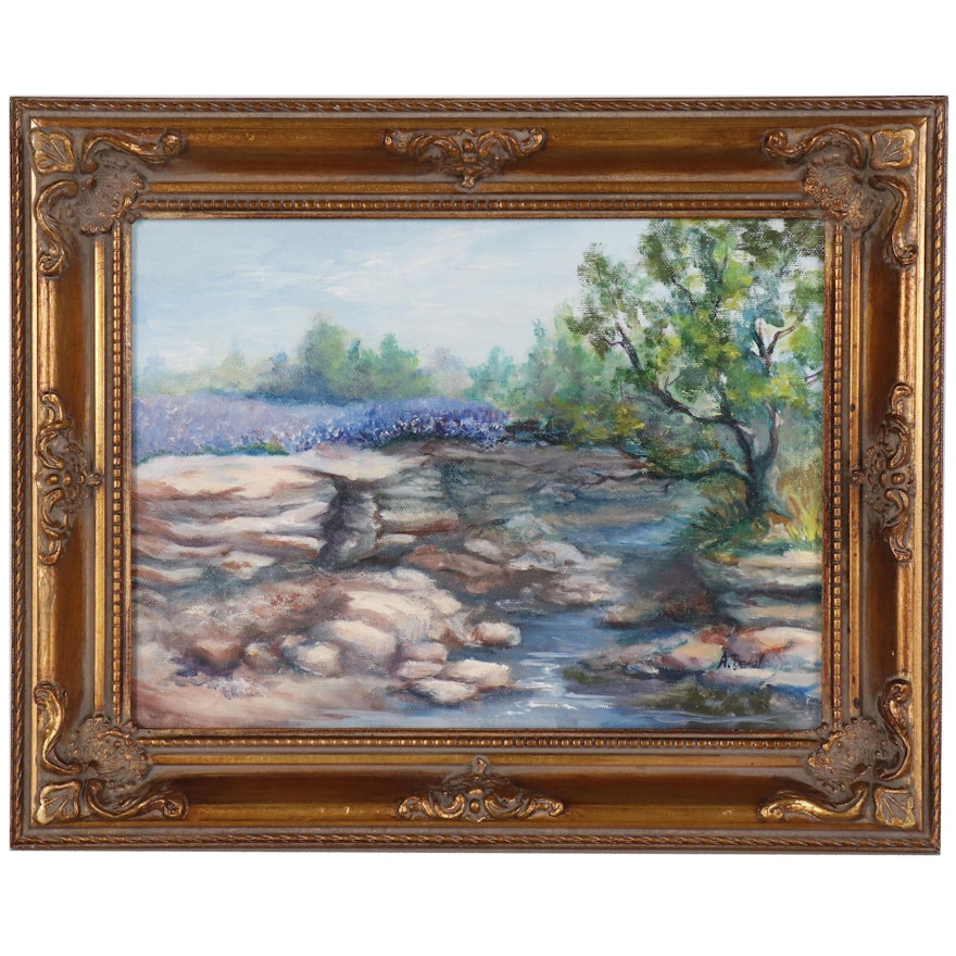 Vernal Landscape Oil Painting, Late 20th to 21st Century