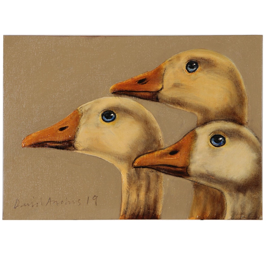 David Andrews Oil Painting of Geese