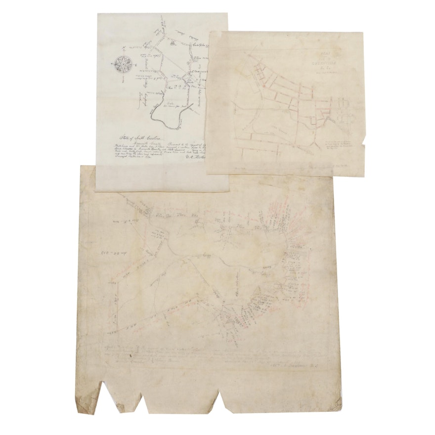 Land Survey Drawings from Greenville, South Carolina, Late 19th Century