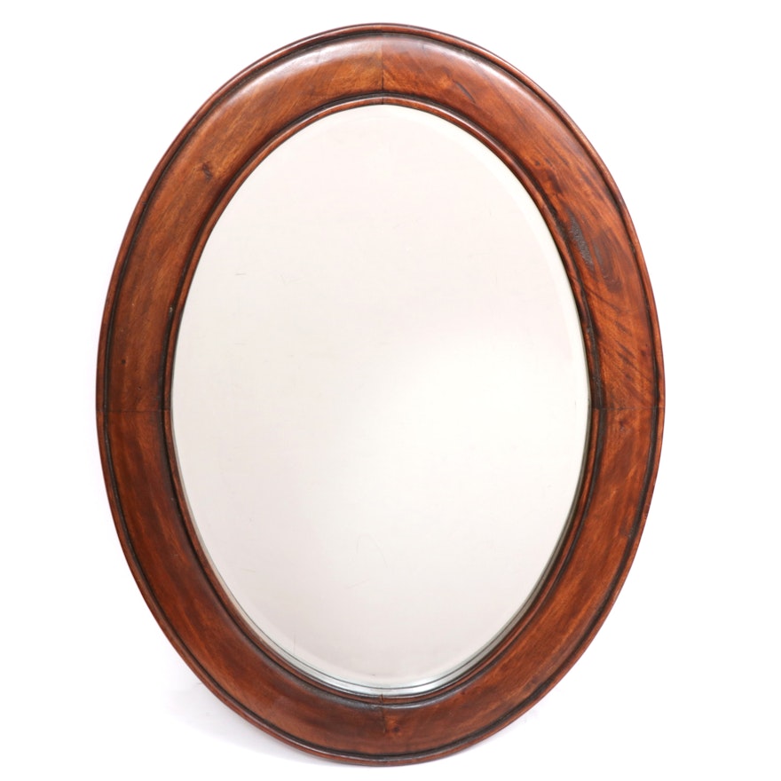 Wood Oval Wall Mirror