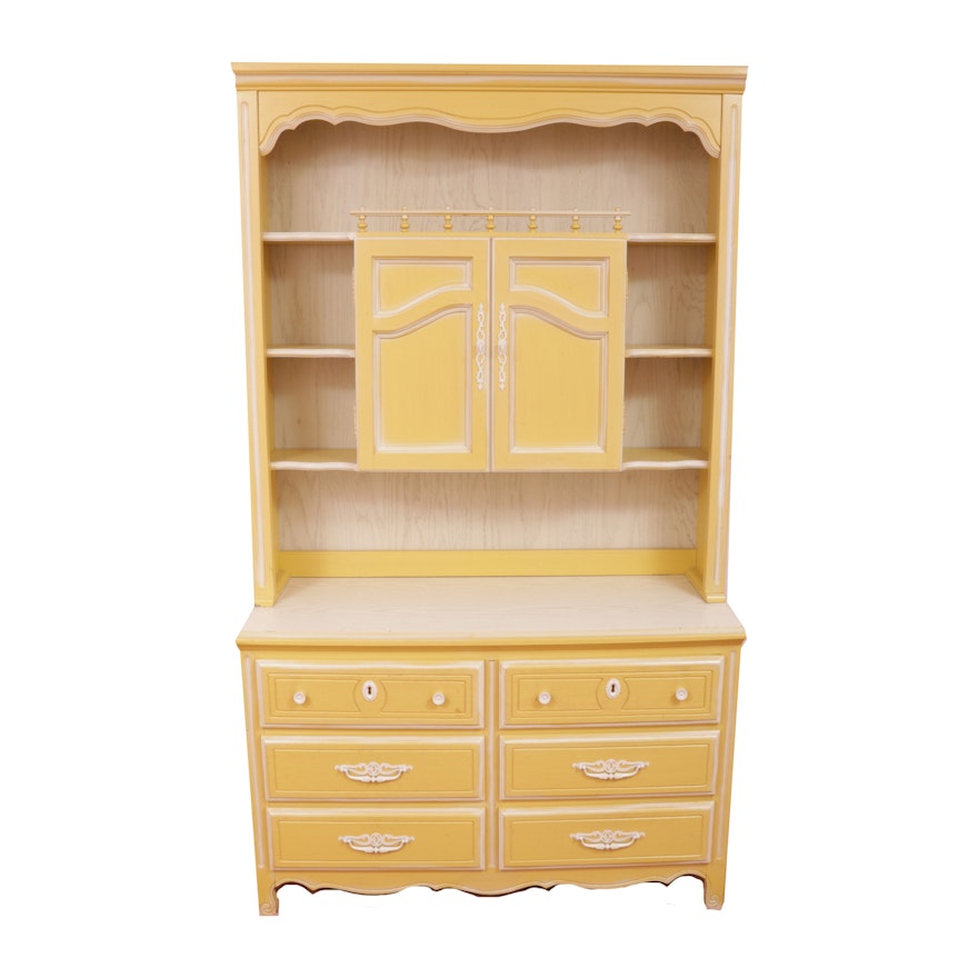 French Provincial Style Dresser with Hutch, Mid-20th Century