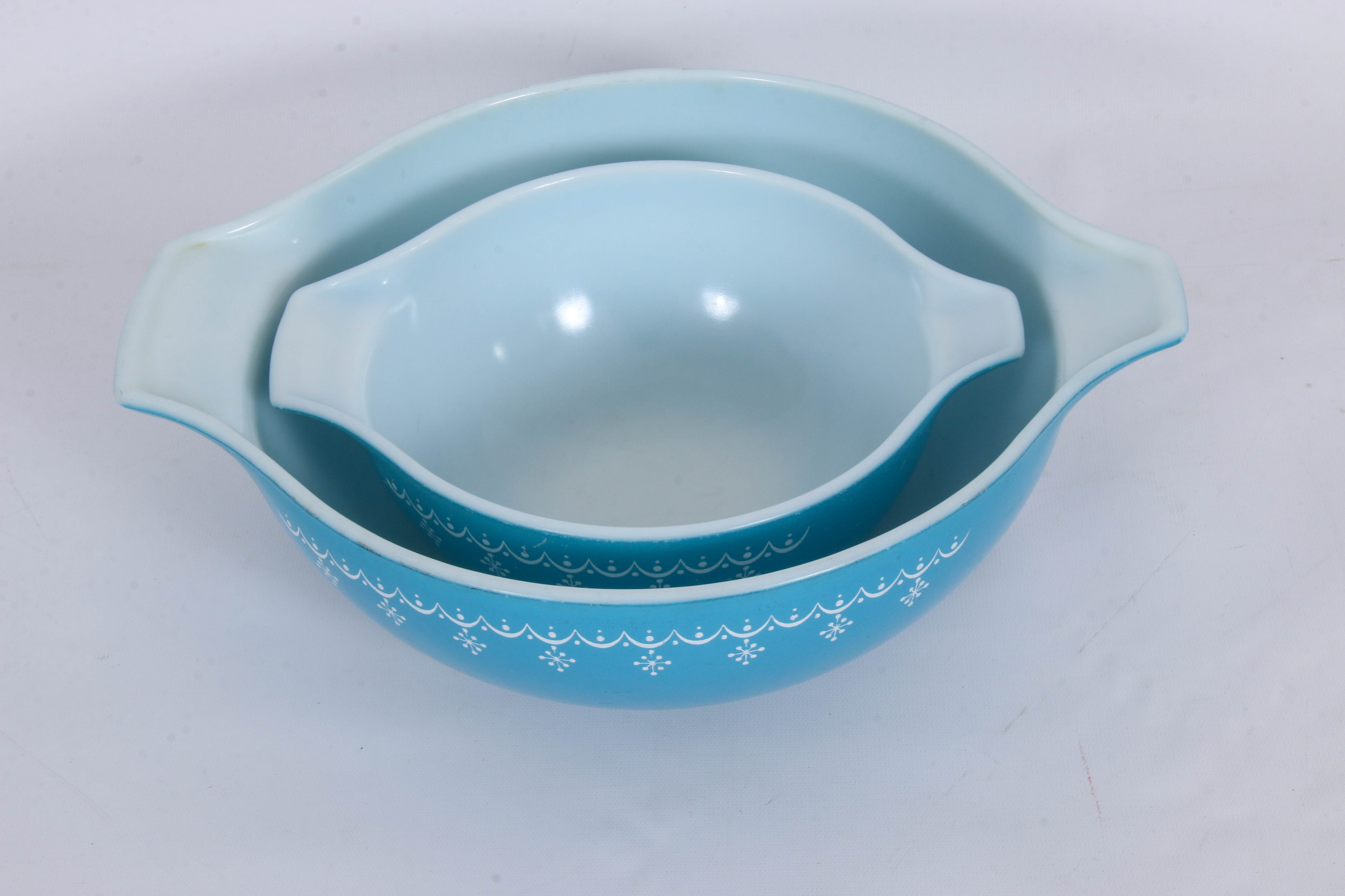 Pyrex "Snowflake" Glass Cinderella Bowls, Mid-20th Century