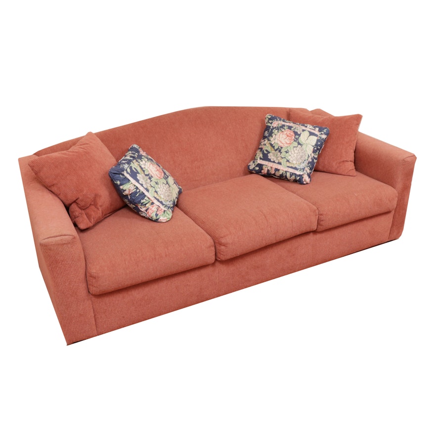 Rowe Pink Cordoury Upholstered Sofa Bed, Mid to Late 20th Century