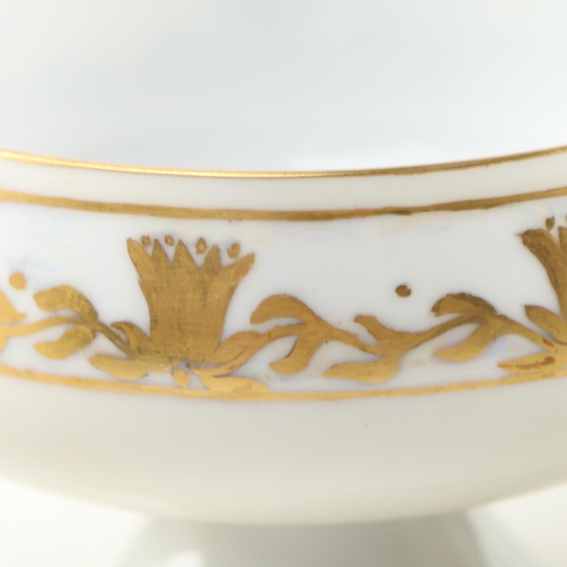 H.C. Royal Bavaria Hand-Painted Footed Porcelain Cups, Early 20th Century