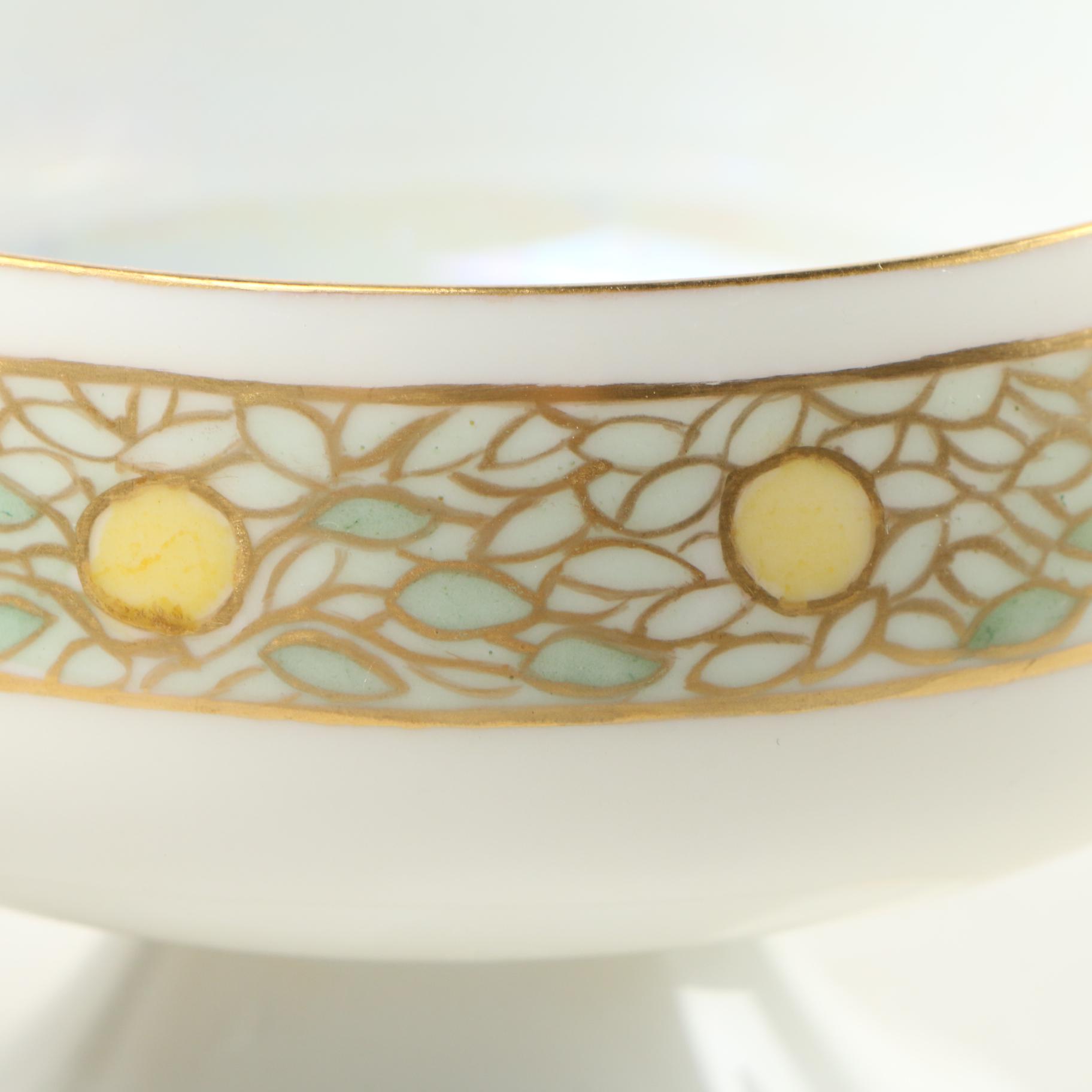 H.C. Royal Bavaria Hand-Painted Footed Porcelain Cups, Early 20th Century