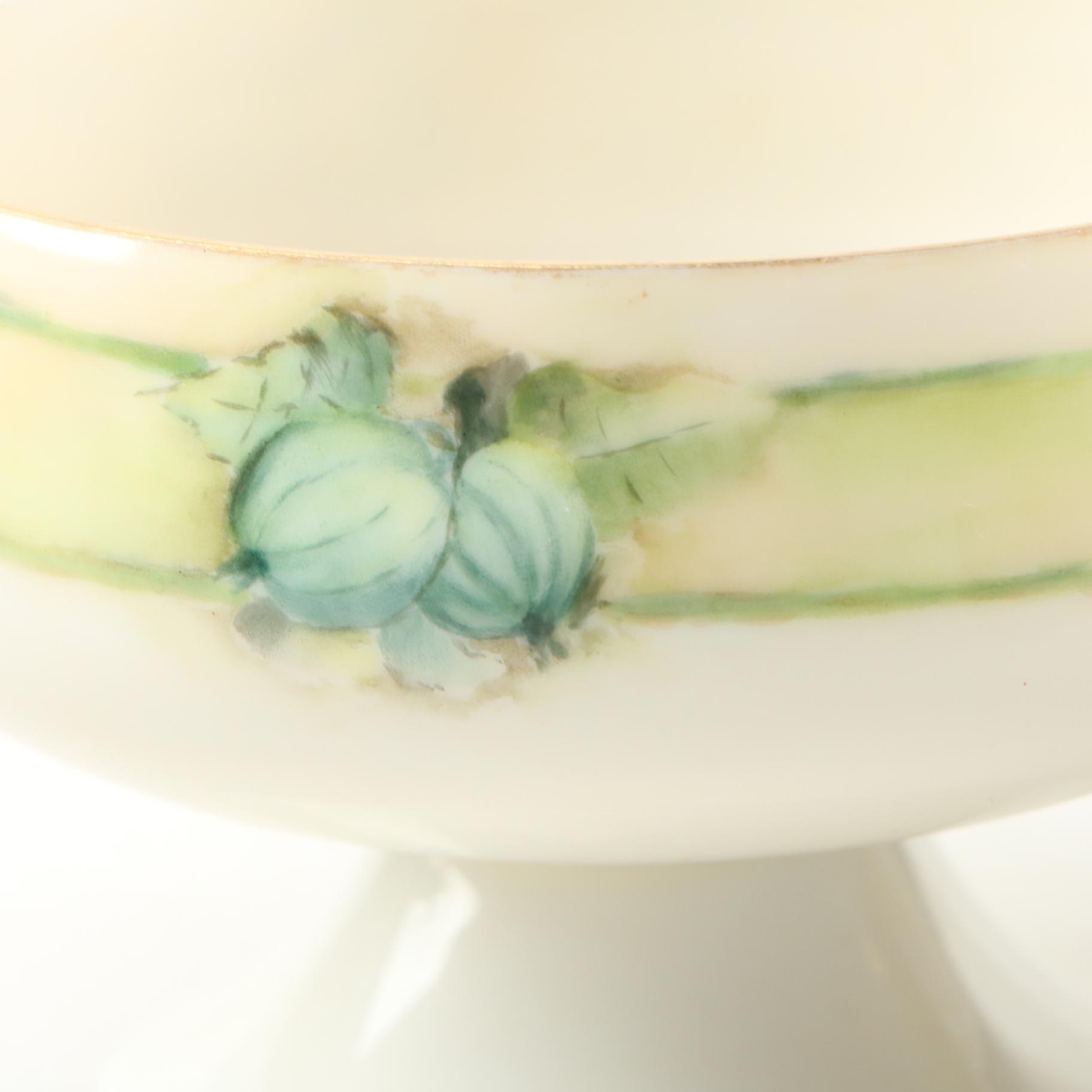 H.C. Royal Bavaria Hand-Painted Footed Porcelain Cups, Early 20th Century