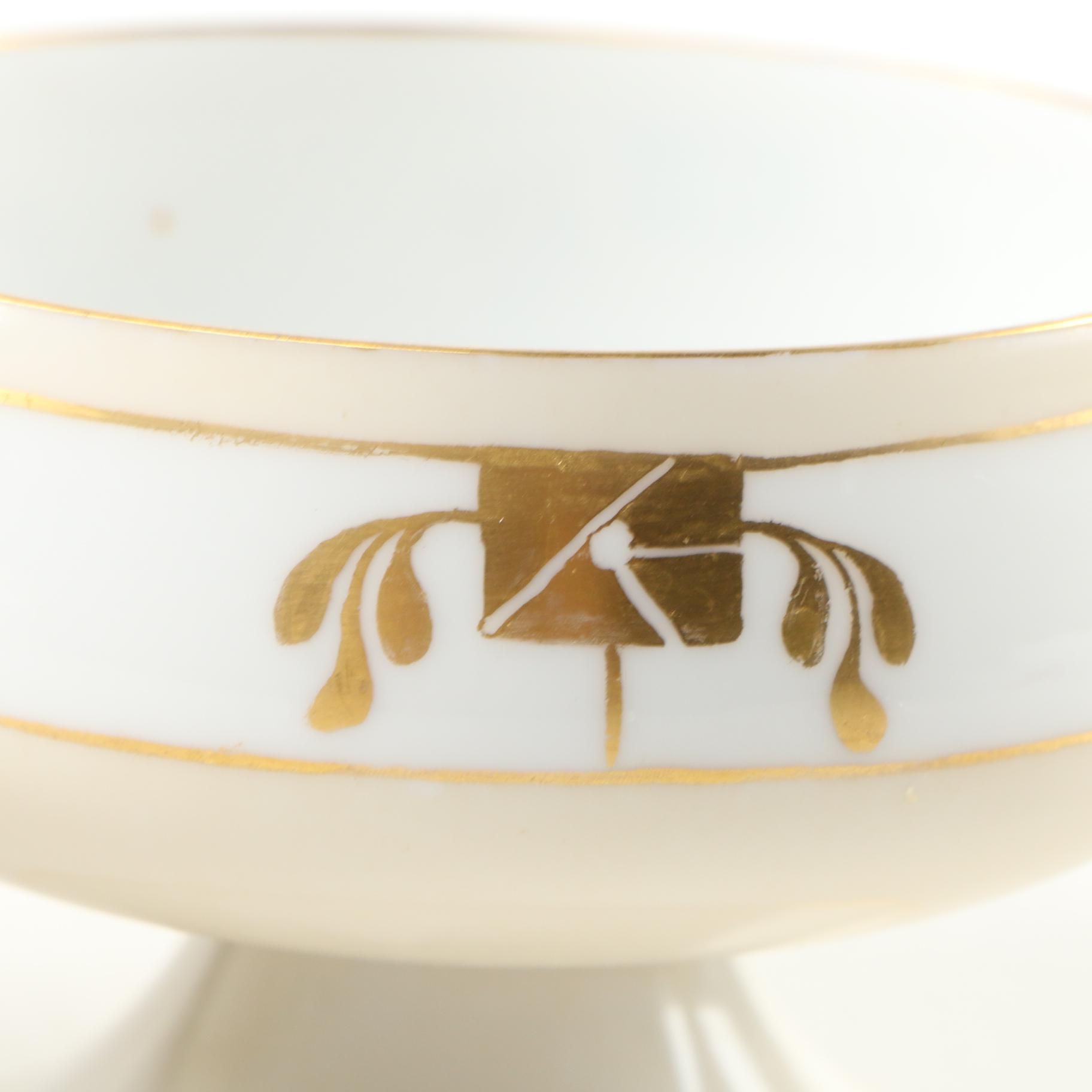 H.C. Royal Bavaria Hand-Painted Footed Porcelain Cups, Early 20th Century