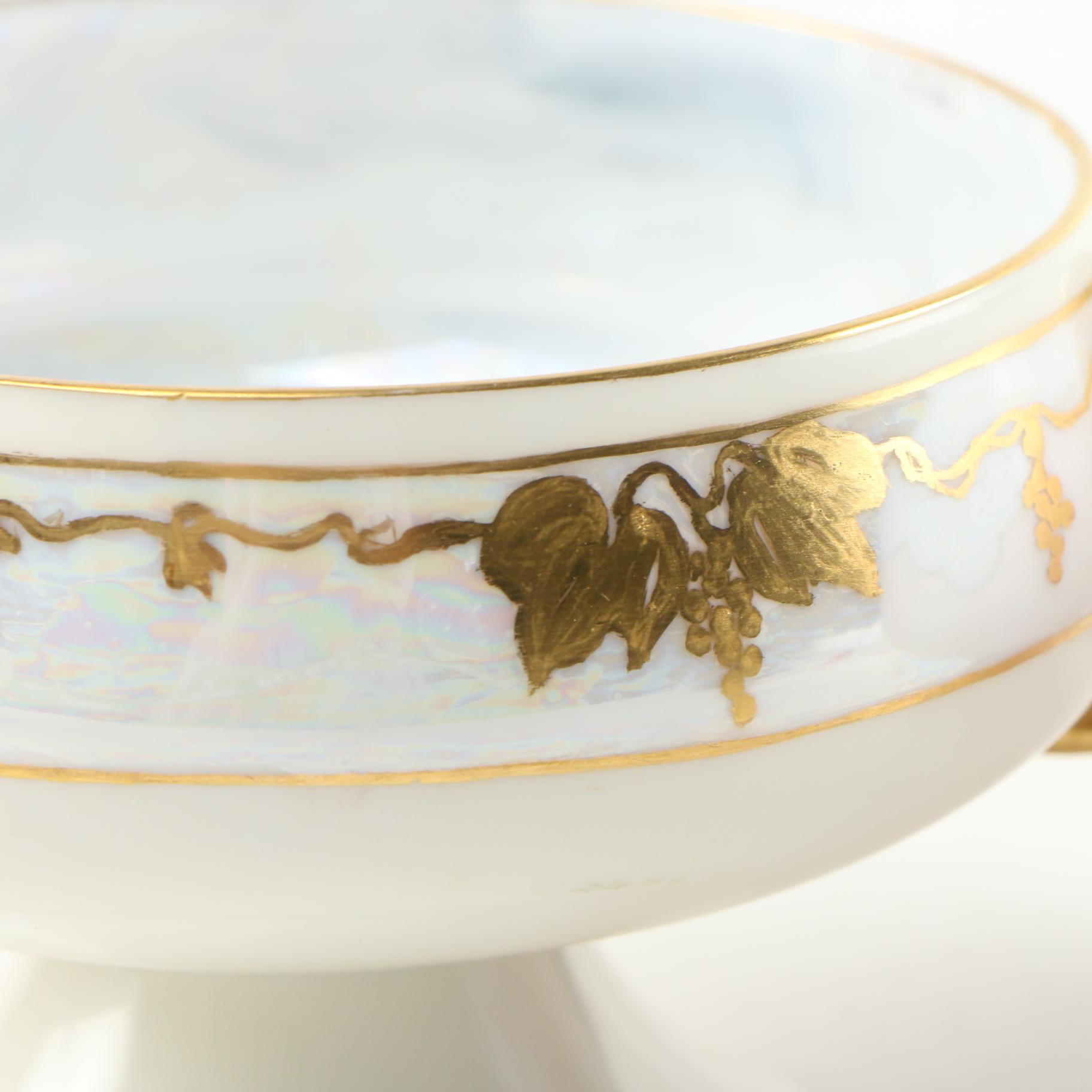 H.C. Royal Bavaria Hand-Painted Footed Porcelain Cups, Early 20th Century