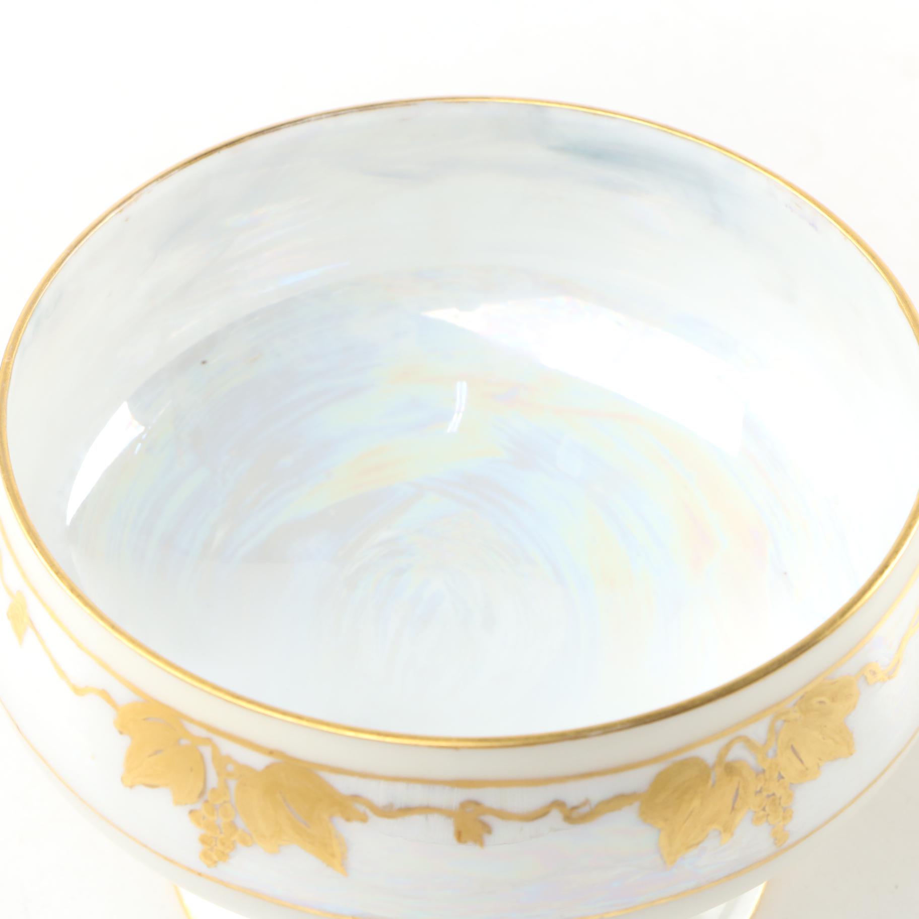 H.C. Royal Bavaria Hand-Painted Footed Porcelain Cups, Early 20th Century