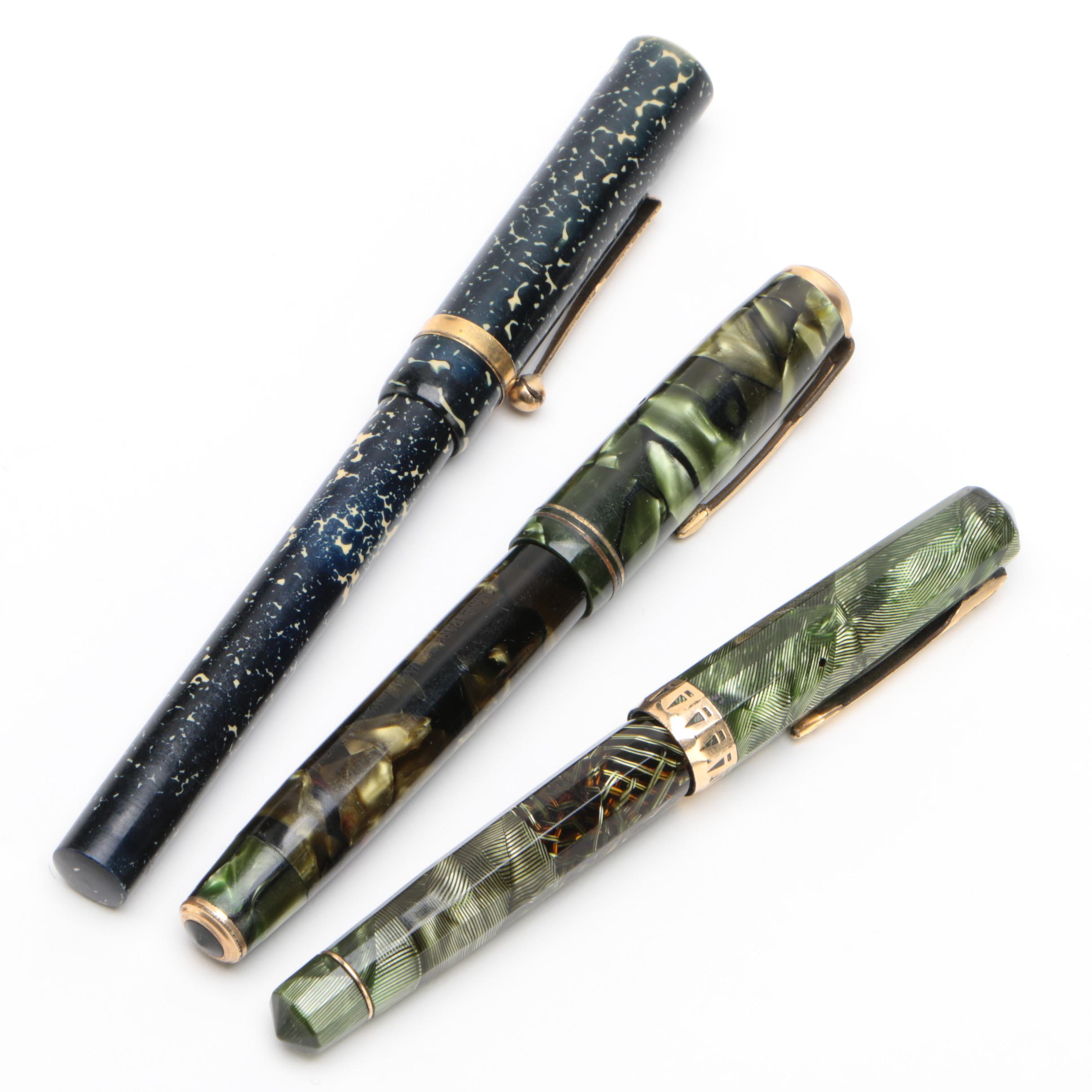 Fountain Pens Including Wahl "Doric II" and a Parker "Vacumatic"